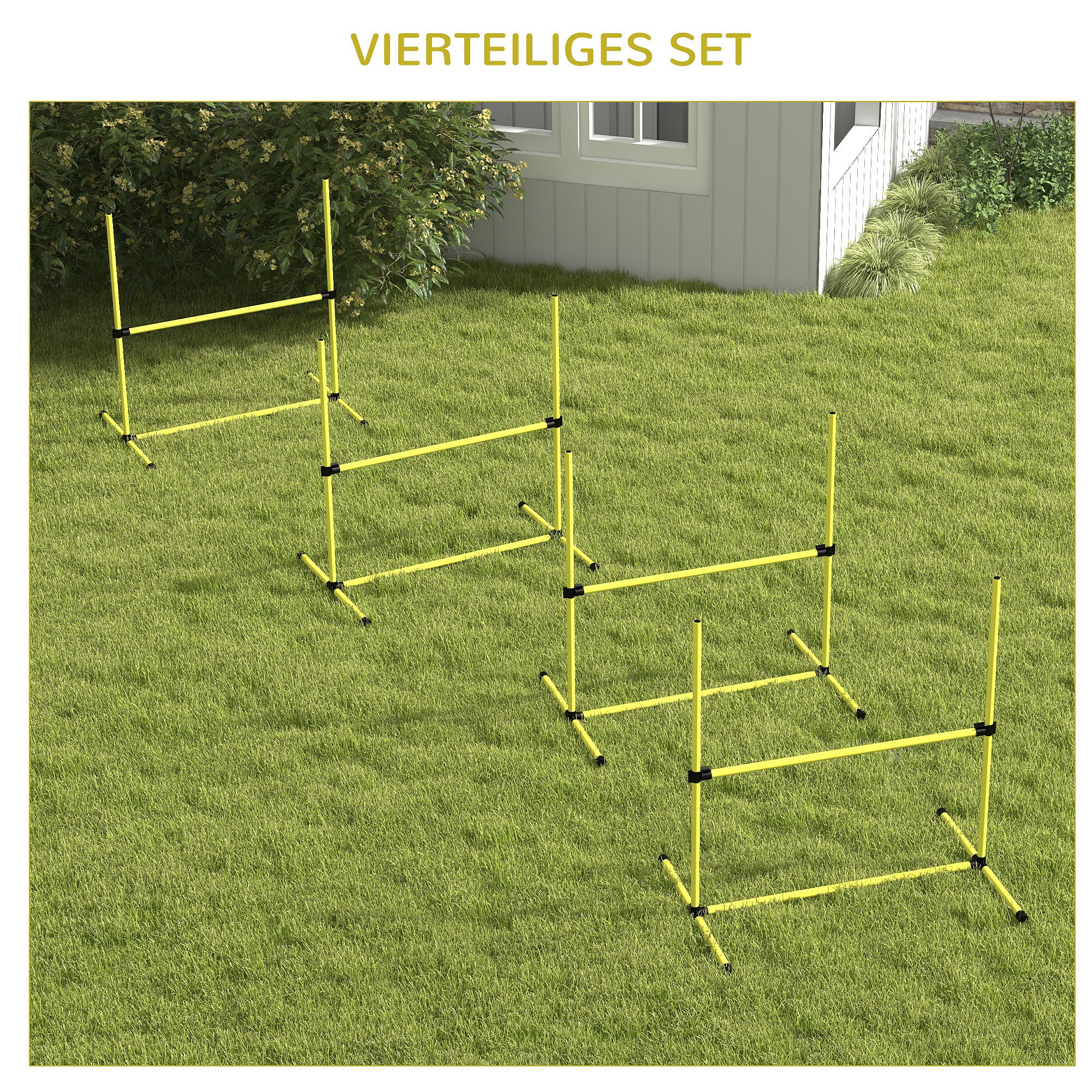 Hunde Agility-Set, Hürden/Slamonstangen/Bodenstangen, Tragetasche, robust, Gelb