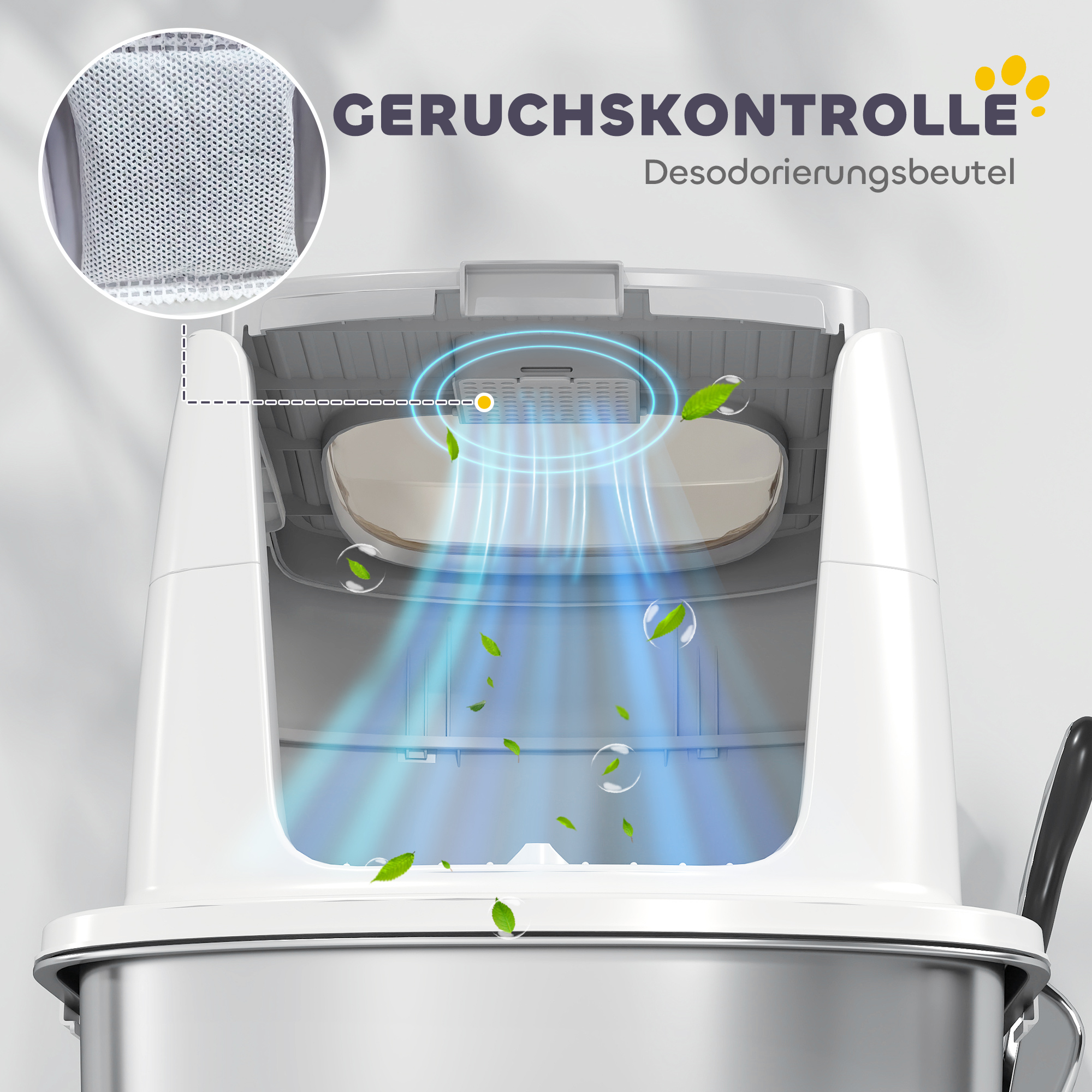 Katzentoilette Edelstahl, geschlossene Katzentoilette mit Schaufel, Geruchsbeutel, Einstieg Ausgang