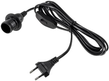 Netzkabel mit Schalter und E14 Fassung, 1,4m + 2m lang, schwarz