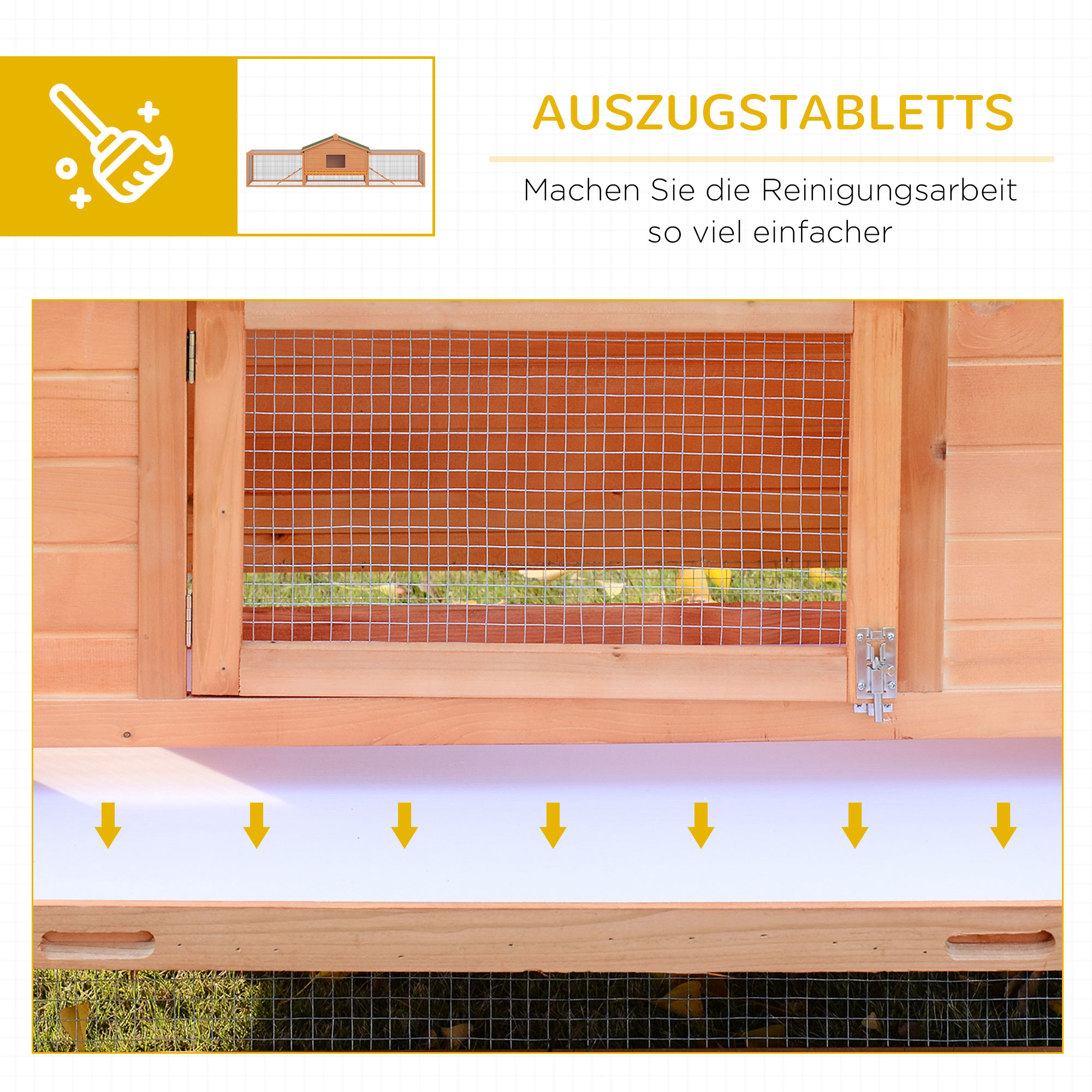 Kleintierstall Kleintierkäfig, 2 Freigehegen, 2 Rampen, 309 cm x 79 cm x 86 cm, Natur + Grün