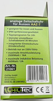 analoge Tages-Zeitschaltuhr "AAZ-7", IP44, max. 3500W / 16A