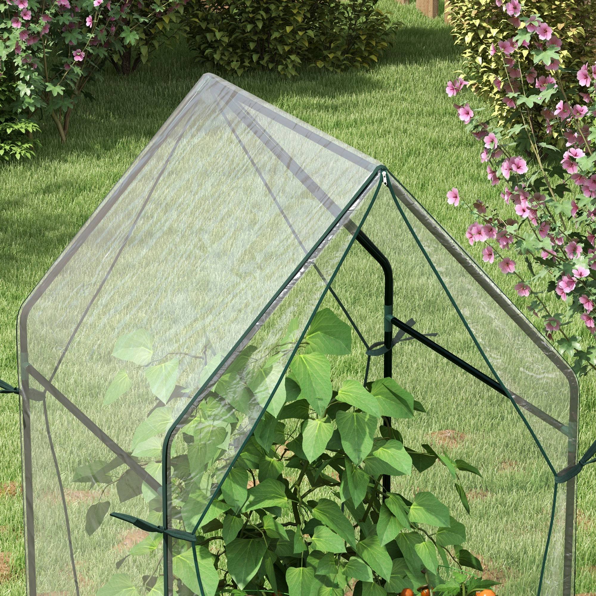 Gewächshaus Frühbeet Treibhaus, 90 cm x 90 cm x 145 cm, Transparent +Schwarz