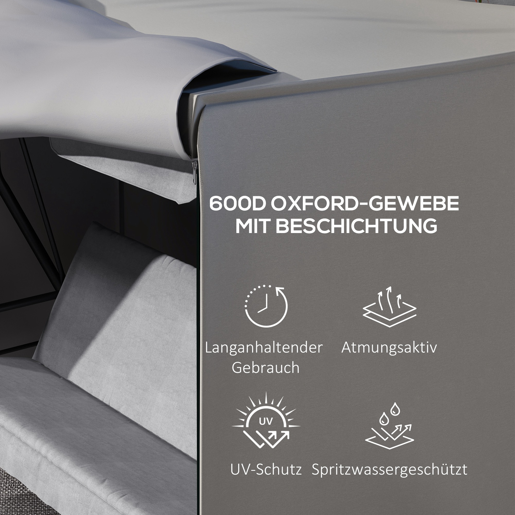 Schutzhülle für Gartenschaukel, reißfest, wetterfest, Tex-Lock-System, 205x124x164 cm, Grau