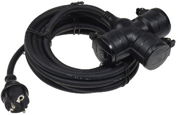 Gartensteckdose für Außen, 3-fach, IP44, 5m Zuleitung