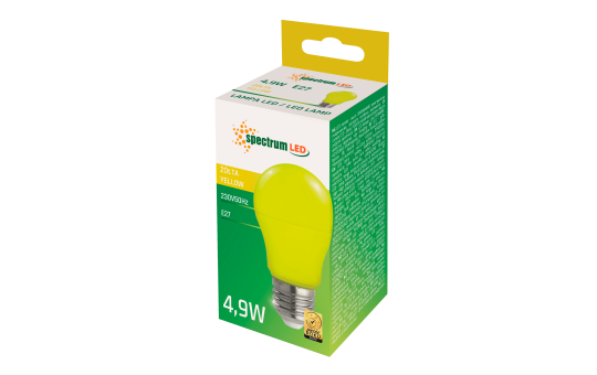 LED-Glühlampe, E27, 230V, 4,9W, 270°, gelb