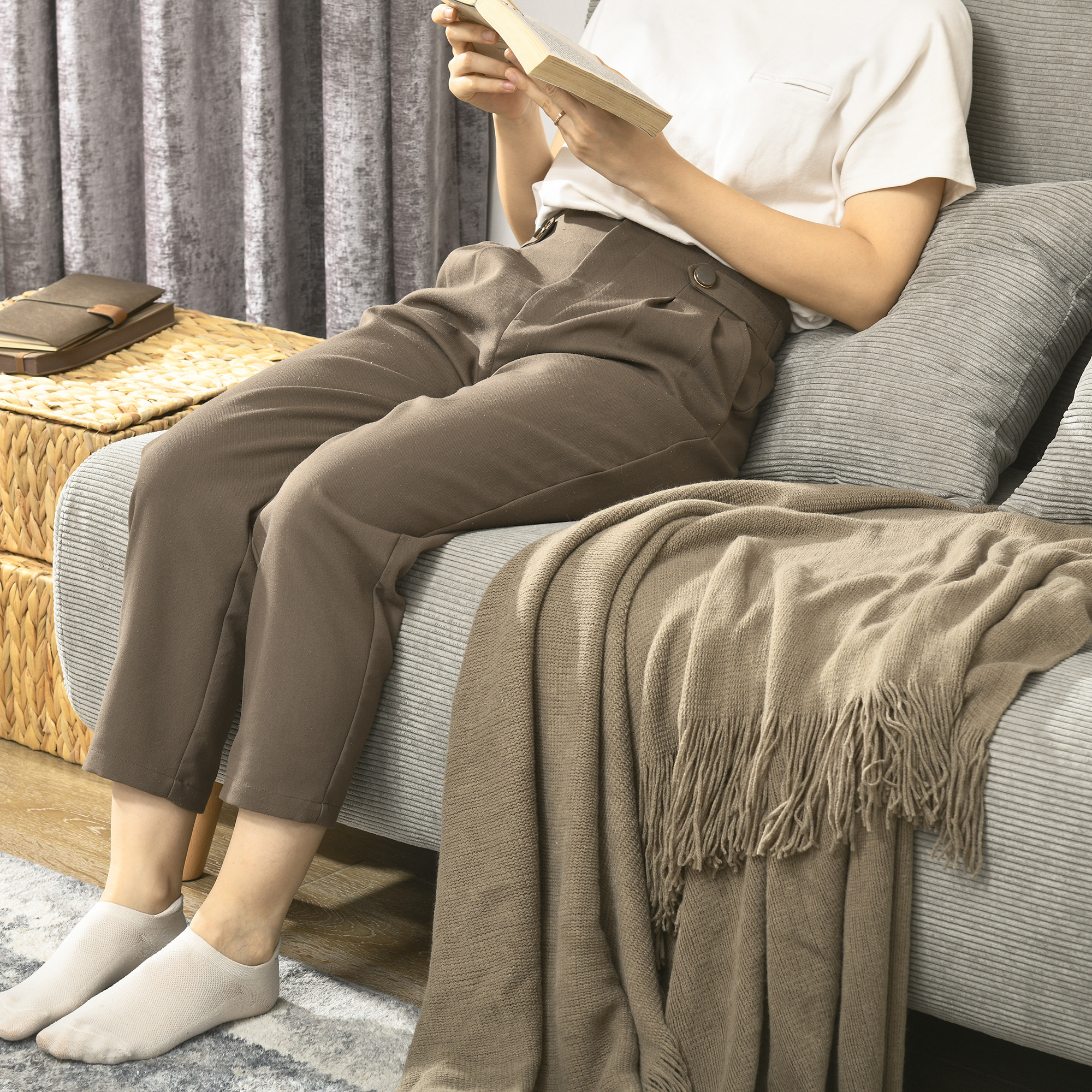Schlafsofa, Gästebett, 3-fach verstellbare Rückenlehne, Leinenoptik, bis 120 kg, 141 x 90 x 81 cm, Grau