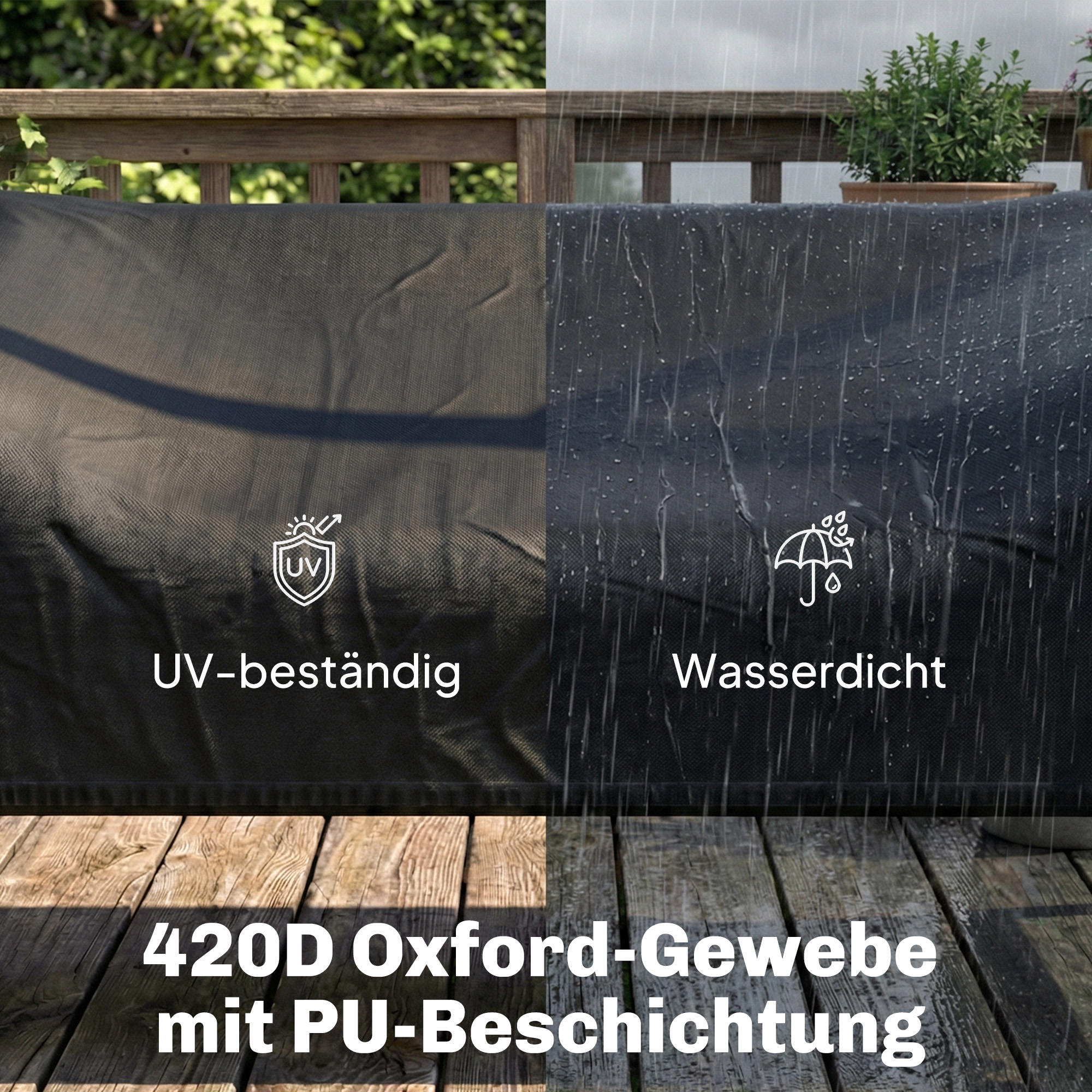 2-Sitzer Gartenschaukel-Abdeckung, wasserdichte Schutzhülle, winddicht und UV-beständig, 420D Oxford-Stoff