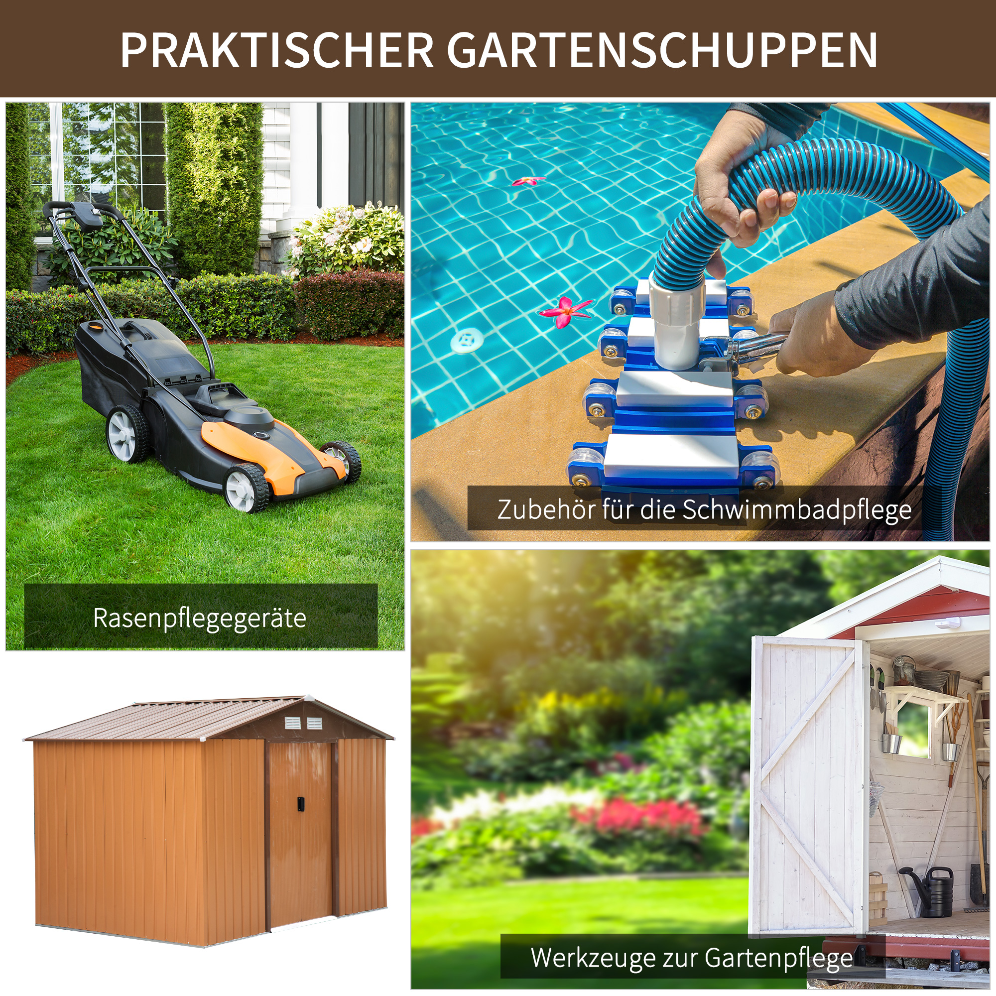 Geräteschuppen mit Schiebetüren 2,77 x 1,95 x 1,92cm Metall Gelb