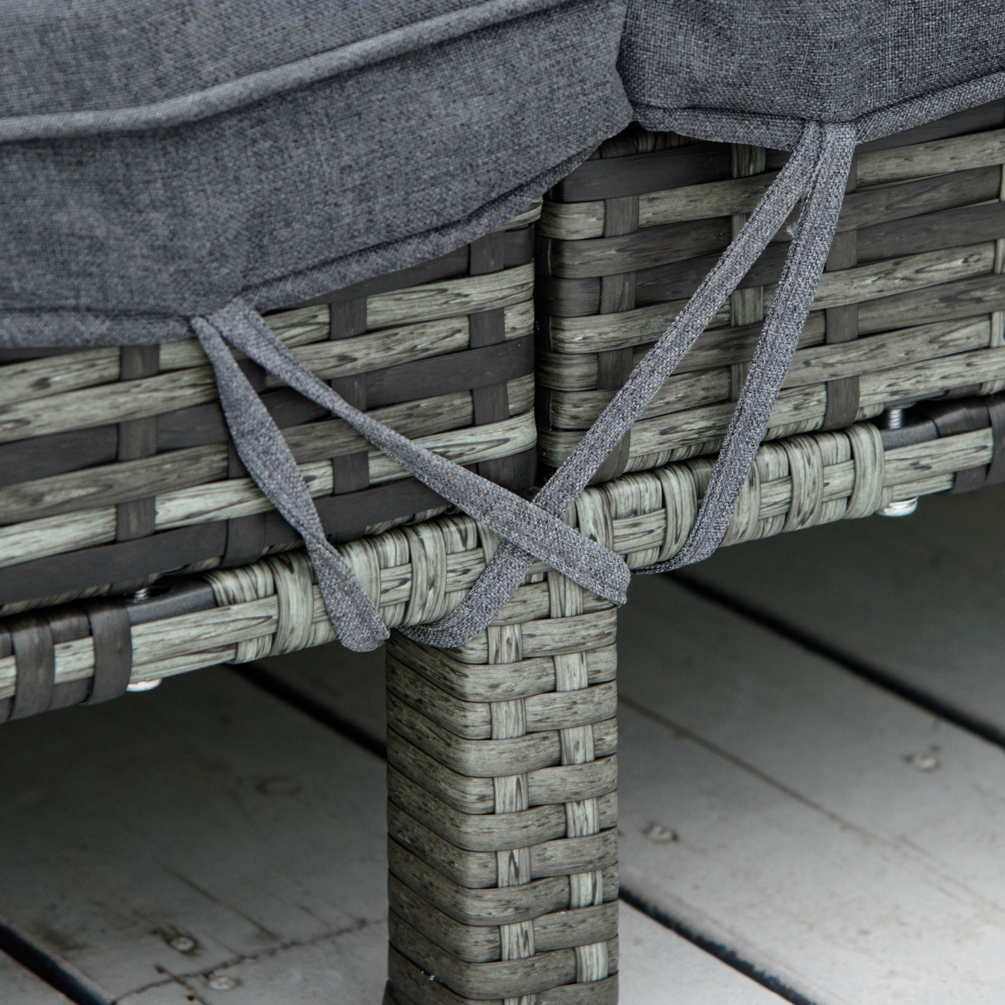 Polyrattan Doppelliege Sonnenliege Gartenliege für 2 Personen Relaxliege Luxus Lounge 5-stufige Rückenlehne Metall PE Rattan Grau 196 x 120 x 28 cm