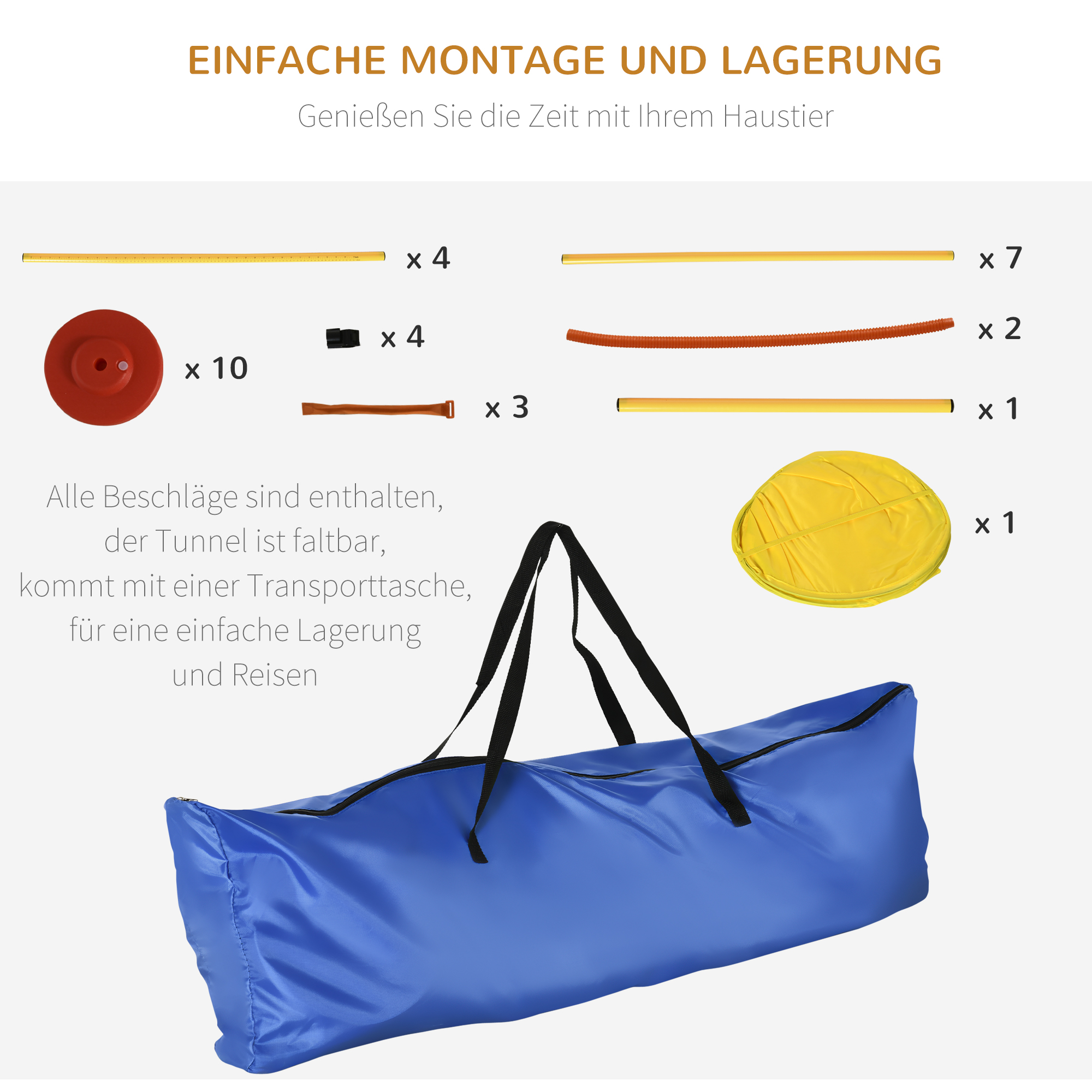 Hunde Agility-Set mit 4 Hindernissen Rot+Gelb