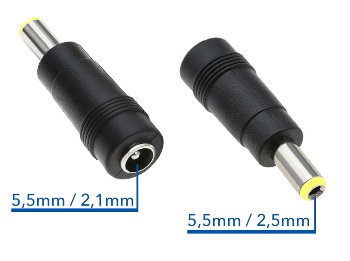 Netzteil Adapter Stecker / Buchse, Stecker 5,5/2,5mm auf Buchse 5,5/2,1mm