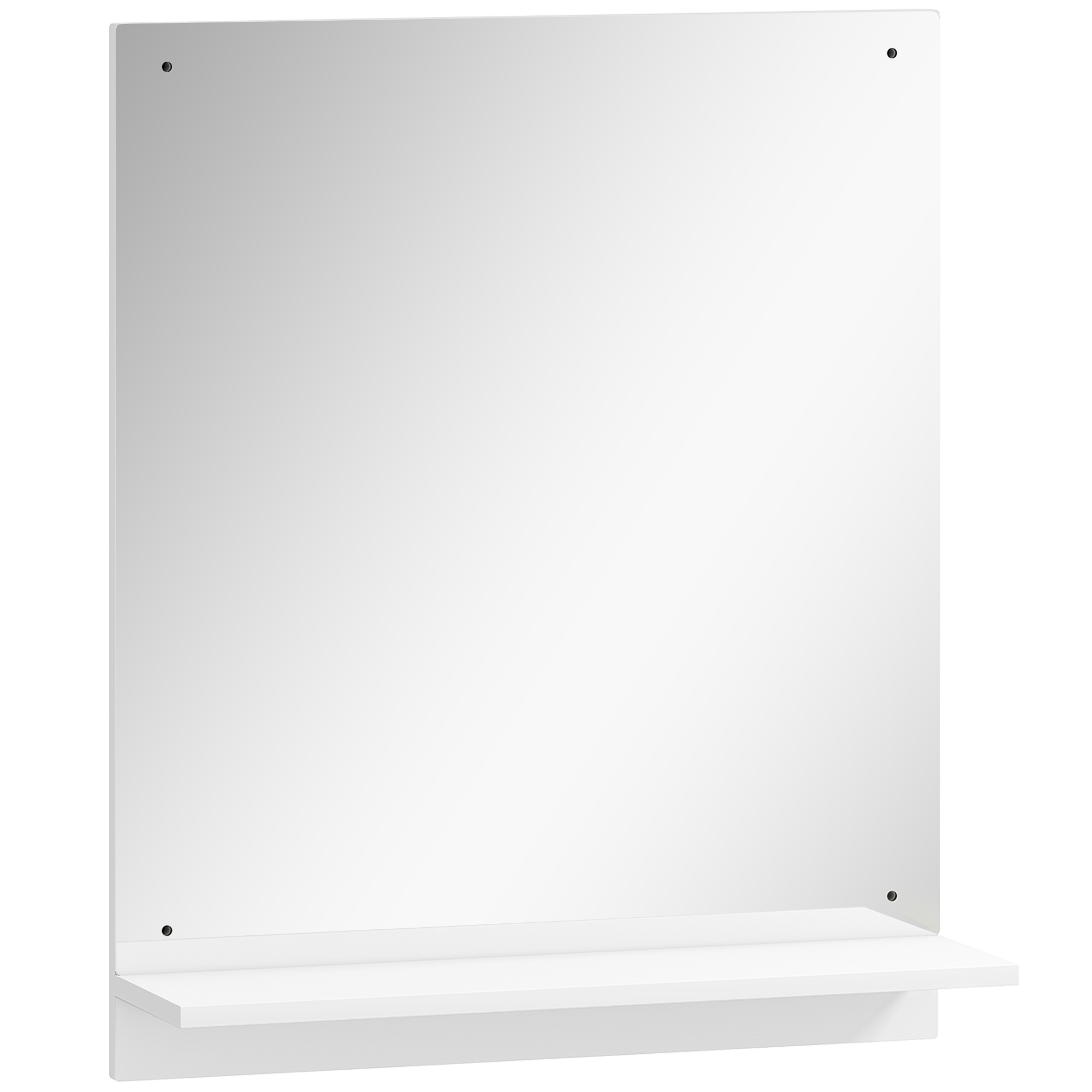 Badspiegel 50 x 60 cm Wandspiegel mit Regal, Badezimmerspiegel für Eingangsbereich, Flur, Weiß