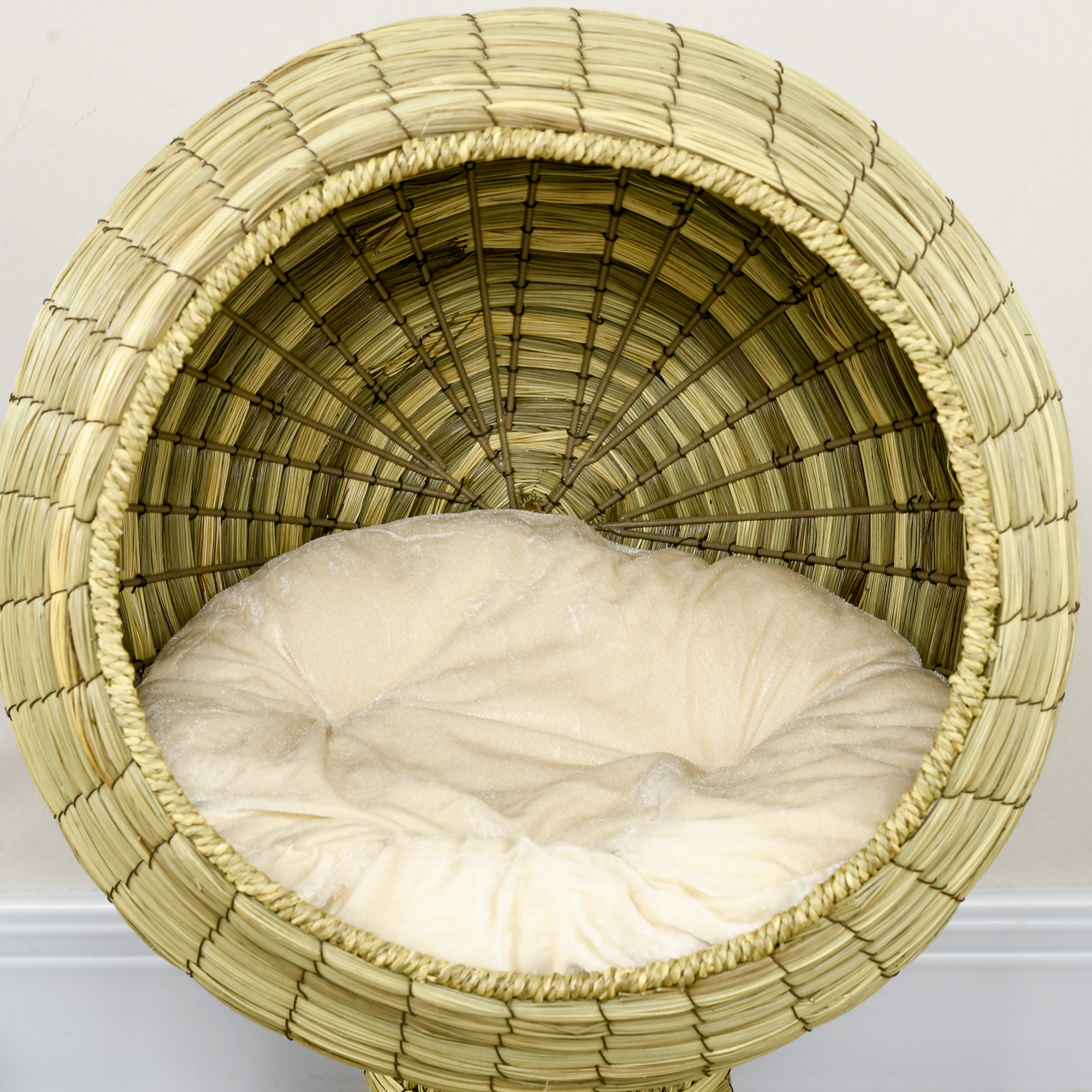 Katzenhöhle aus Seegras, 2-teilig, flexibel positionierbar, 41 cm x 41 cm x 71,5 cm, Natur