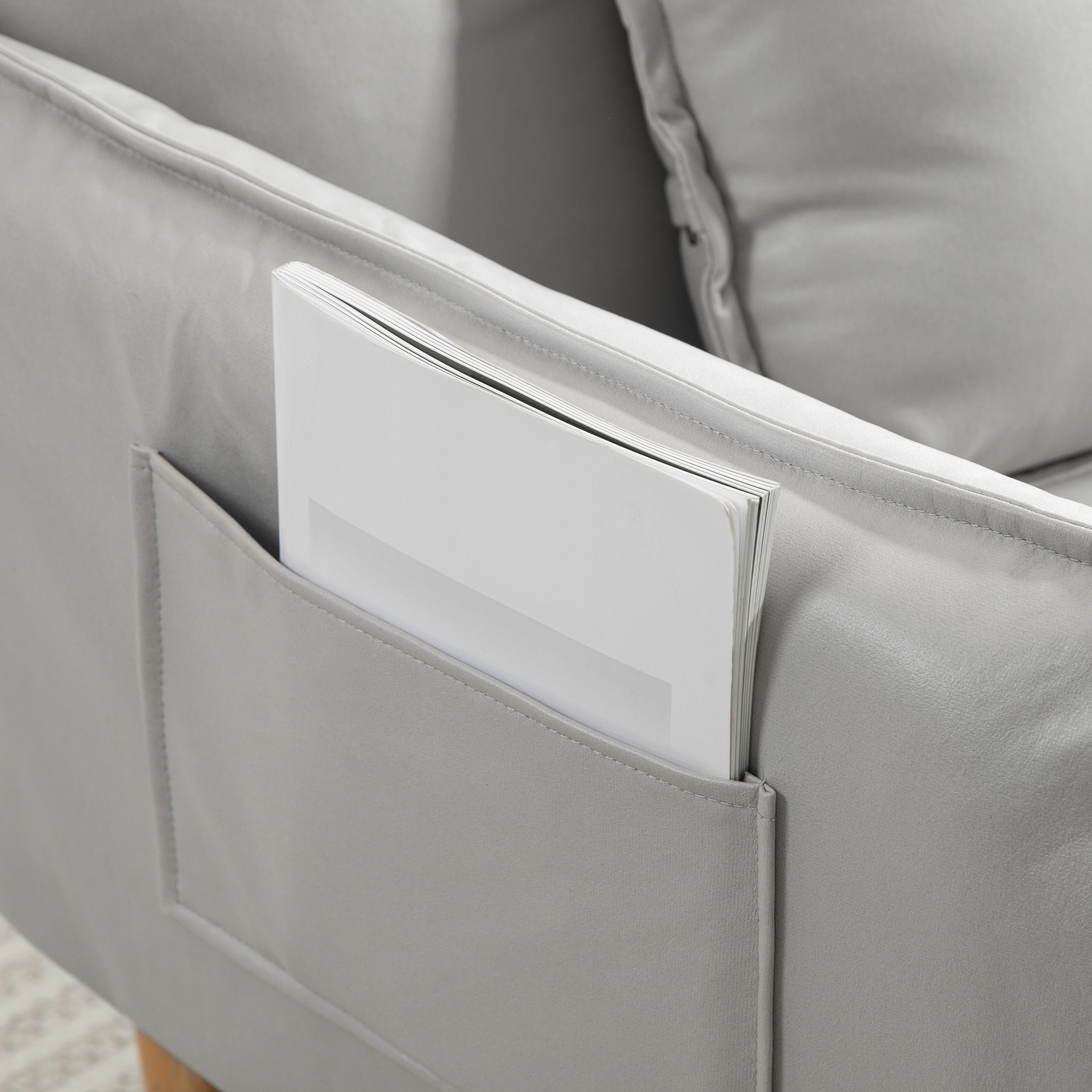 2-in-1 Verstellbarer Loungesessel, Bodensessel mit Kissen, Polstersessel, für Wohnzimmer, Schlafzimmer, Hellgrau