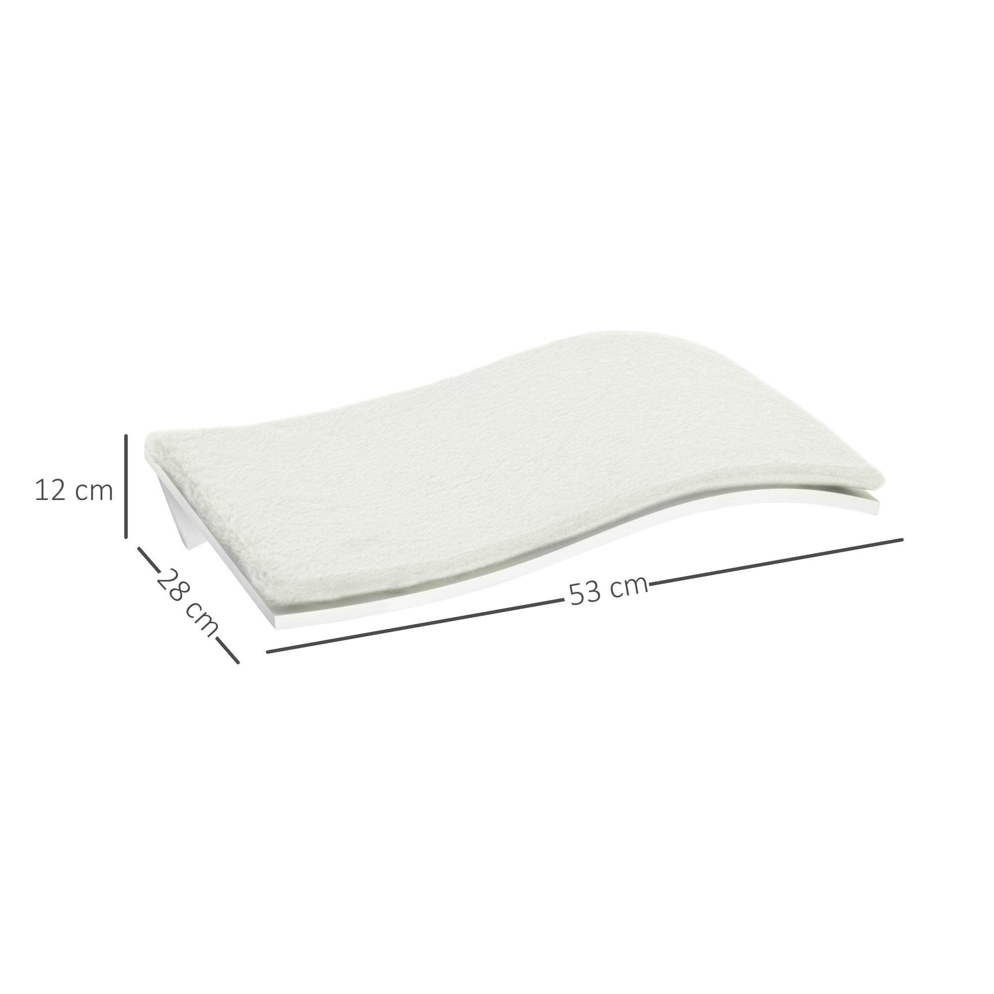 Katzen Kletterwand Katzenhängematte Katzenbett Wand Katzenregal Wandmontage Katzenmöbel Plüsch MDF Weiß 53 x 28 x 12 cm