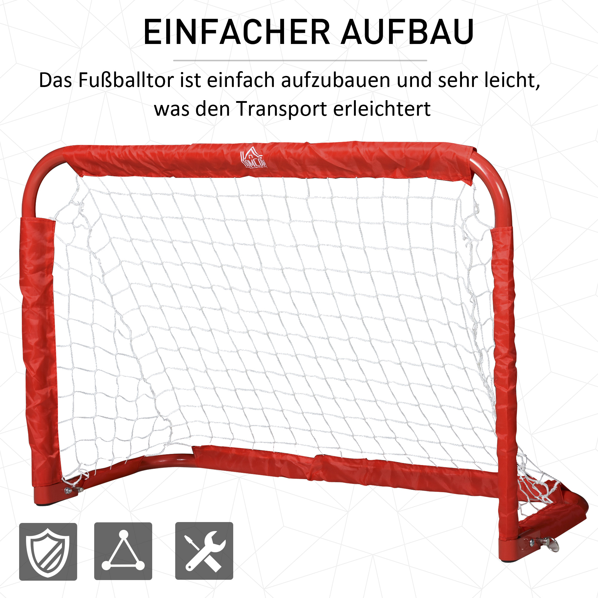 Fußballtor-Set, 2 klappbare Minitore, Metallrahmen, inkl. Werkzeug, 90 x 36 x 60 cm, Rot