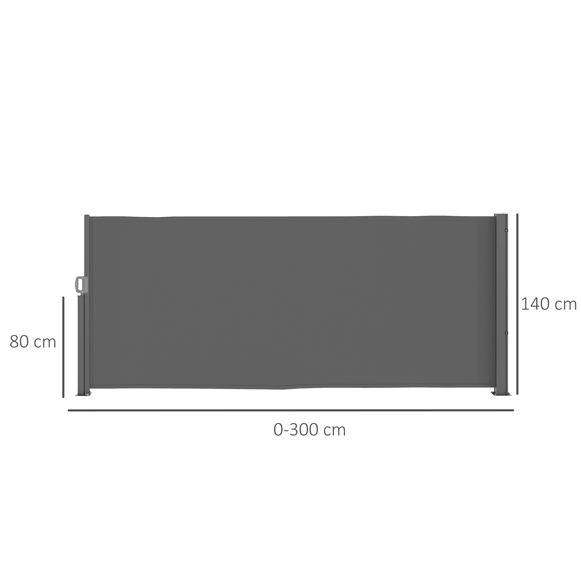 Seitenmarkise ausziehbar blickdicht Sichtschutz mit Wandhalterung  Beschichtung 300x140cm Dunkelgrau