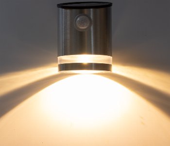 LED Solar Wandleuchte "SWL 119-ES" / PIR Bewegungsmelder, IP44, Edelstahl