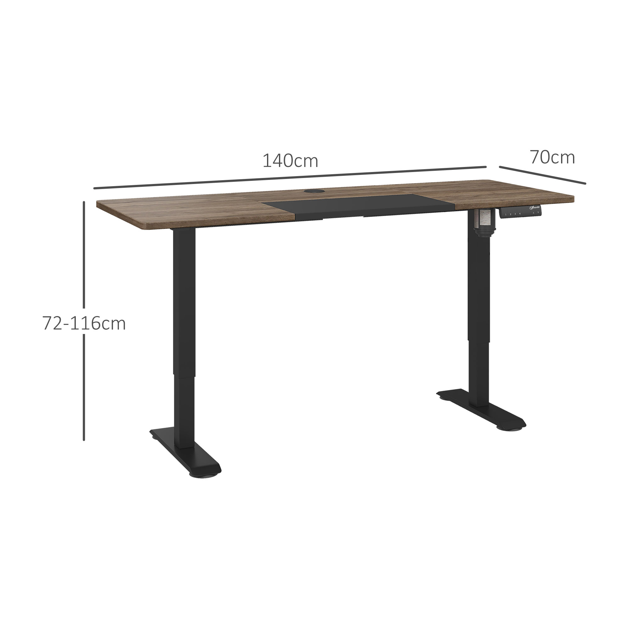 höhenverstellbarer Schreibtisch Elektrisch 140 x 70 cm Computertisch mit 4 Memory-Steuerung, 4 tlg. Tischplatte, Steh-Sitz Tisch mit Anti-Kollision, Überhitzungsschutz Schwarz