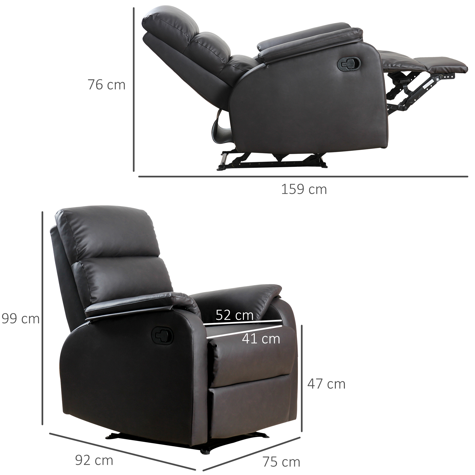 Relaxsessel Fernsehsessel Couch-Sessel Liegesessel Winkelschreibtisch mit CPU-Ständer verstellbar ergonomisch Kunstleder Stahl Braun 75 x 92 x 99 cm