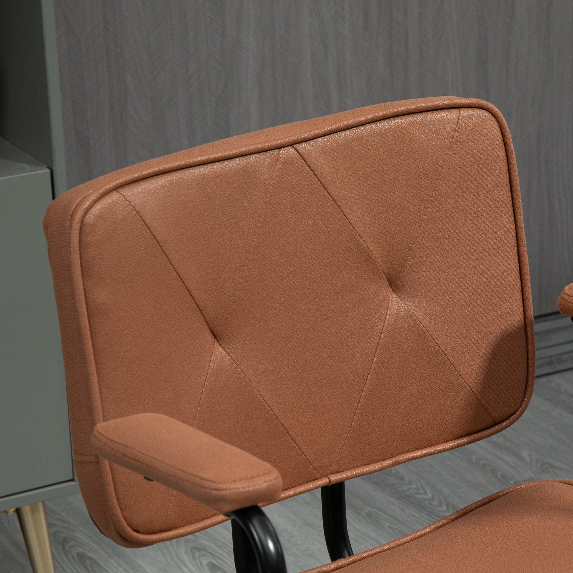 Bürostuhl mit Rollen Drehstuhl Schreibtischstuhl für Büro höhenverstellbar mit Wippfunktion 360°-Drehung neigbar Schaumstoff Braun 61 x 58 x 82-91 cm