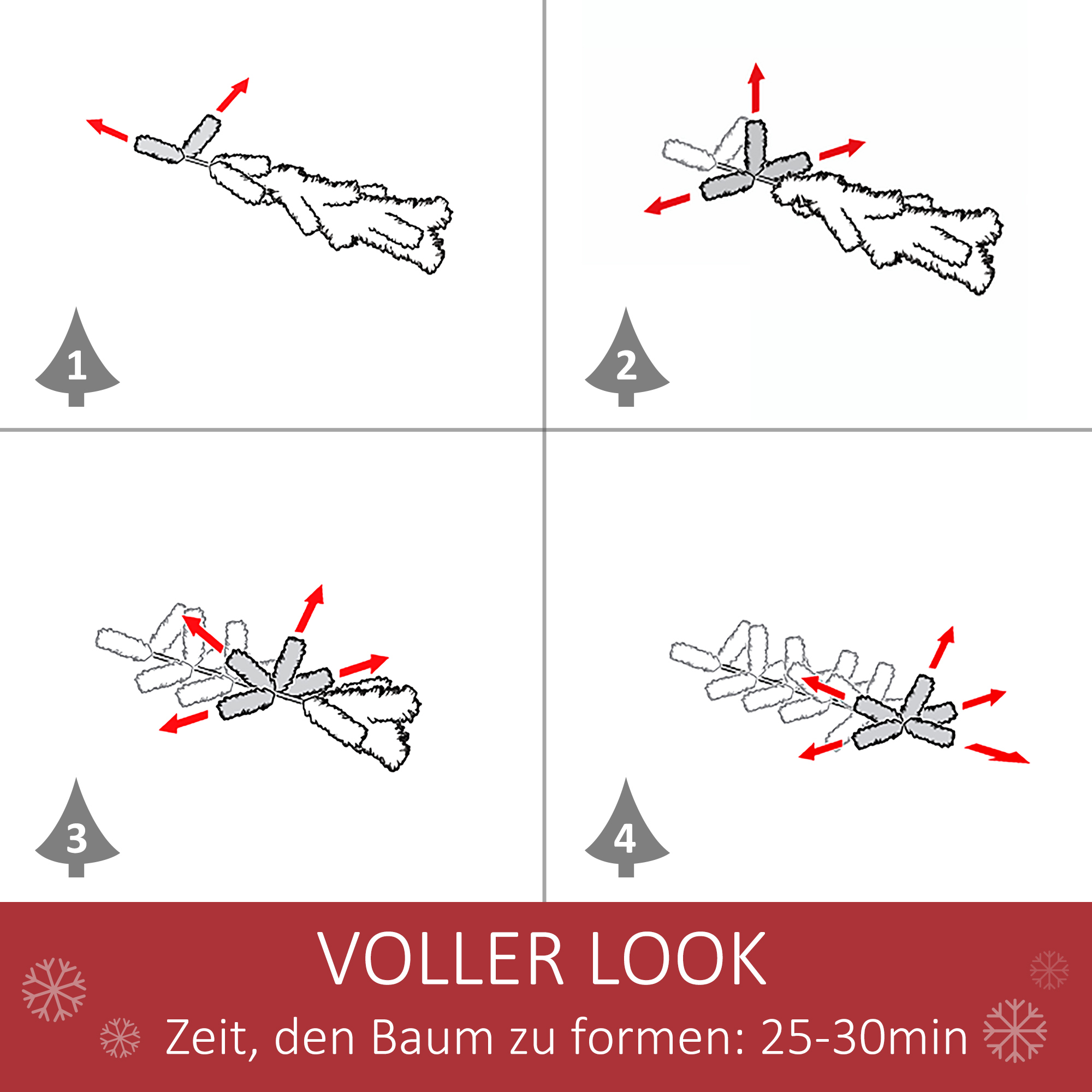 Weihnachtsbaum 180 cm Kieferbaum künstlich mit 724 Zweigen Metallständer für drinnen