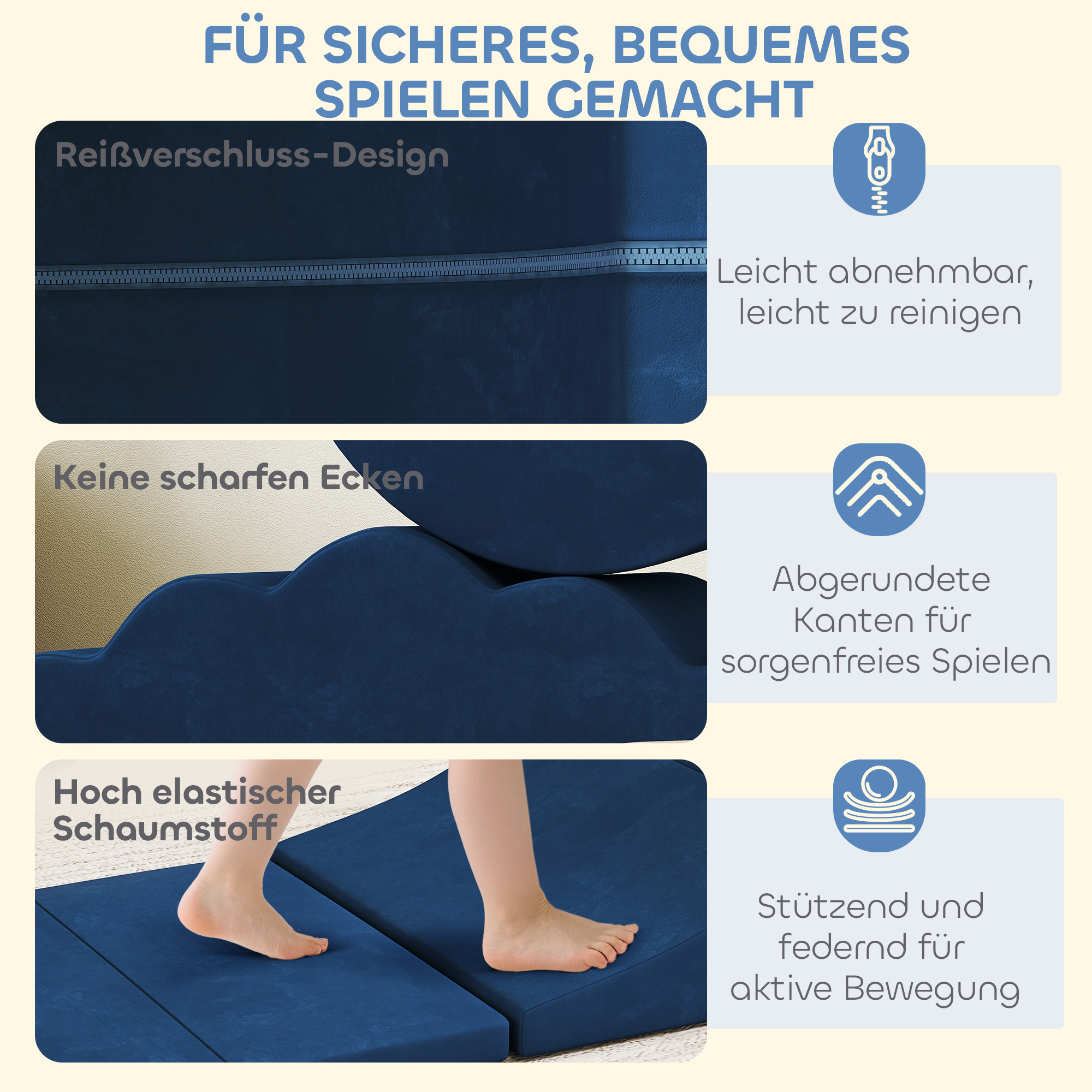 7-teiliges Set Kletterblöcke für Babys & Kleinkinder, weiches Kletterset für den Innenbereich, Stoff, Schaumstoff, bunt