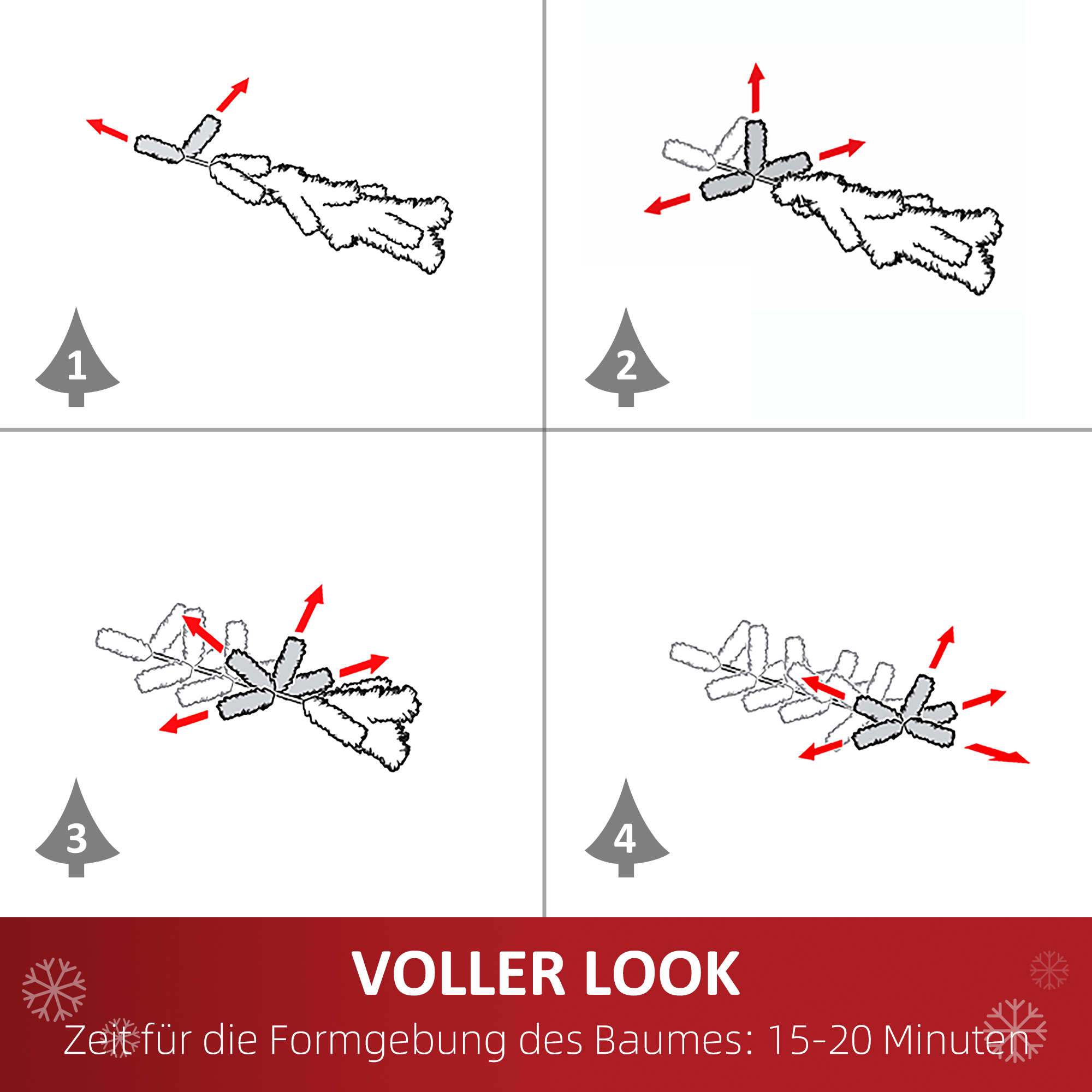 Weihnachtsbaum, 630 Zweige, 37 Zapfen, verschneite Spitzen, feuerfest, 180 cm