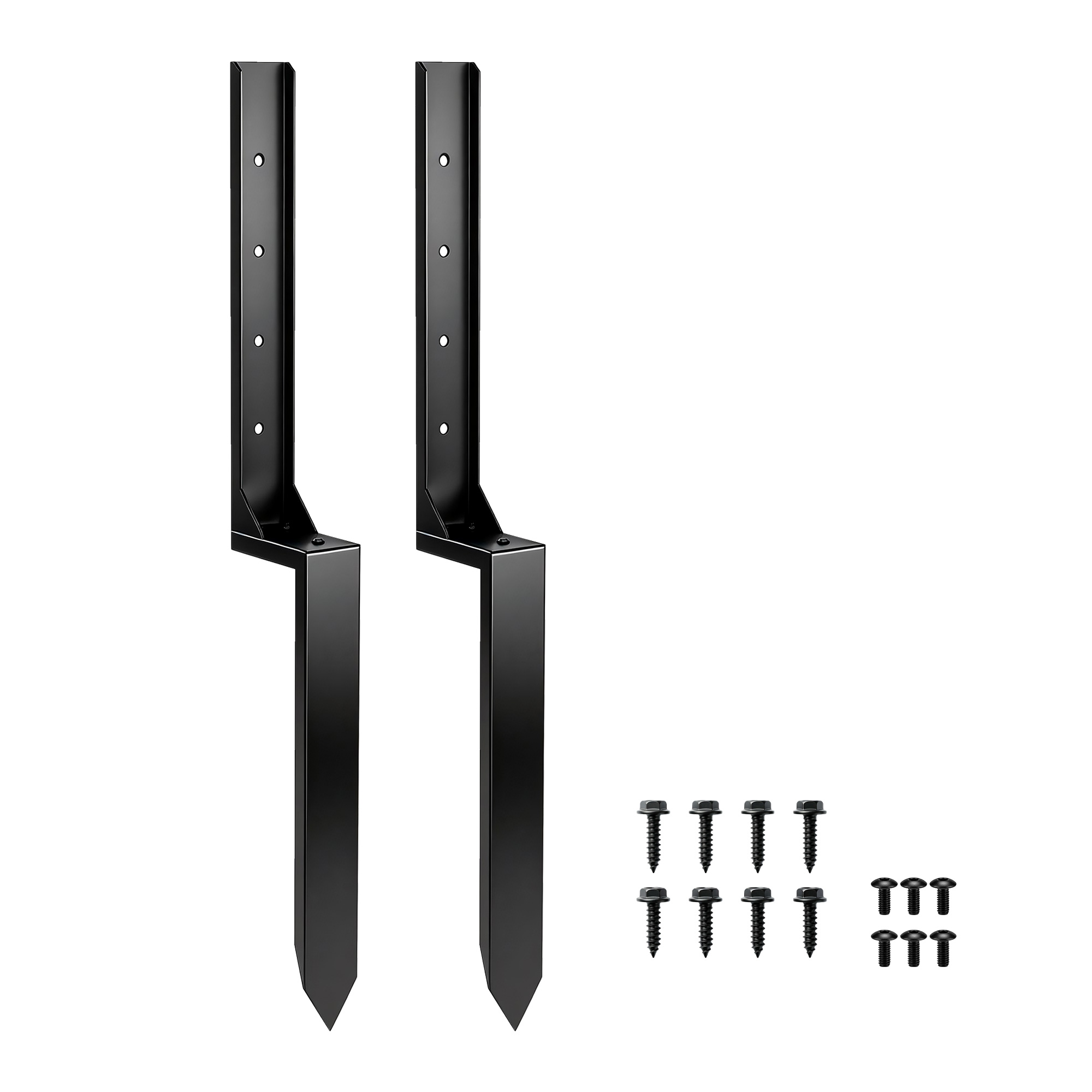 Zaunpfosten Reparaturset 2er-Set Stützpfähle für Zaunpfosten mit Nägeln Bohrer 81 x 5,5 x 12 cm Schwarz