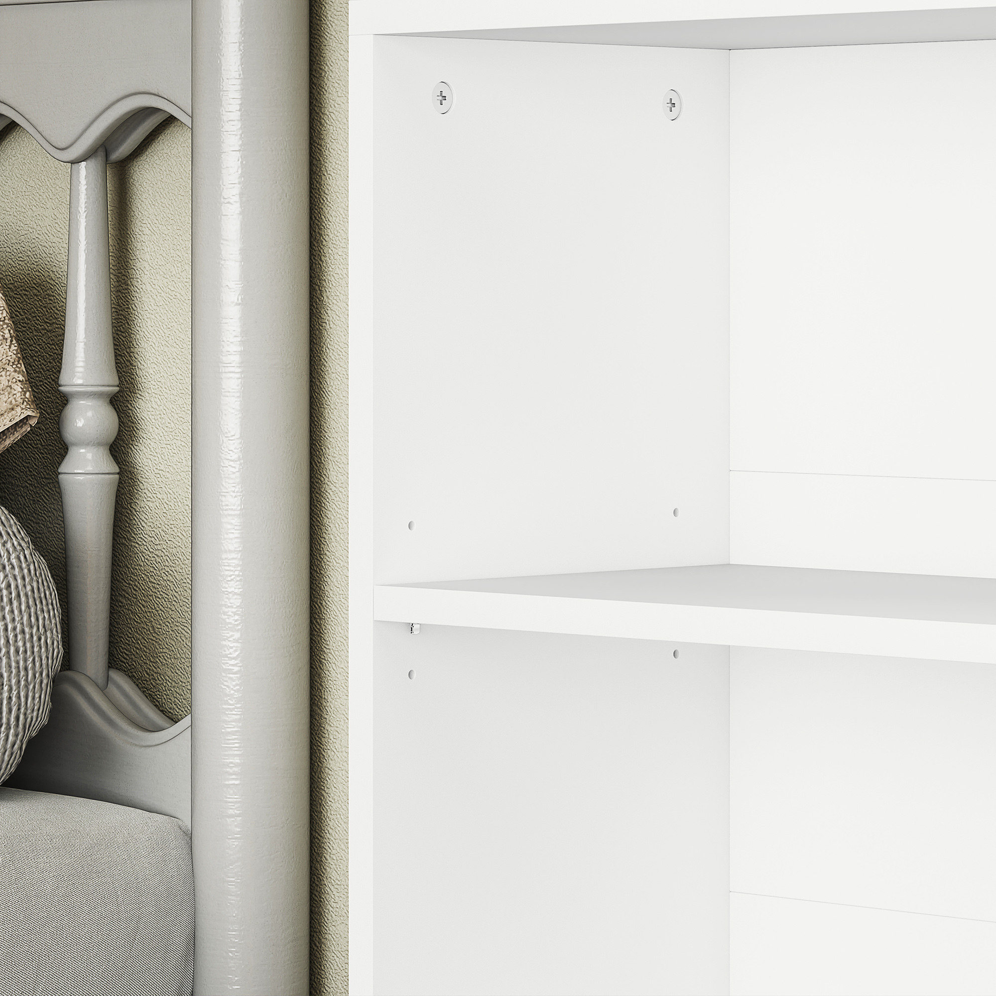 Bücherregal, 6 Fächer, verstellbare Regale, Spanplatte, 60 x 24 x 158,5 cm, Weiß