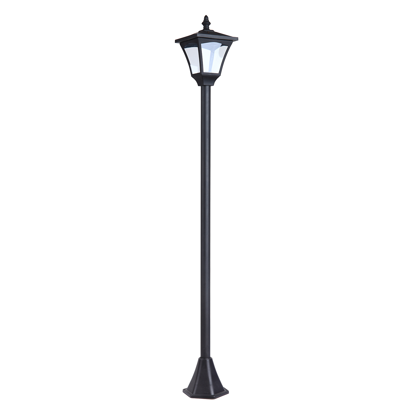 LED Solar Gartenlaterne, Gartenlampe aus Kunststoff 120 cm hoch Stehleuchte IP44, Gartenlampe mit 30 Lumen Lichtsensor Solarlampe mit Erdspieß, Windlicht für Garten Balkon Schwarz