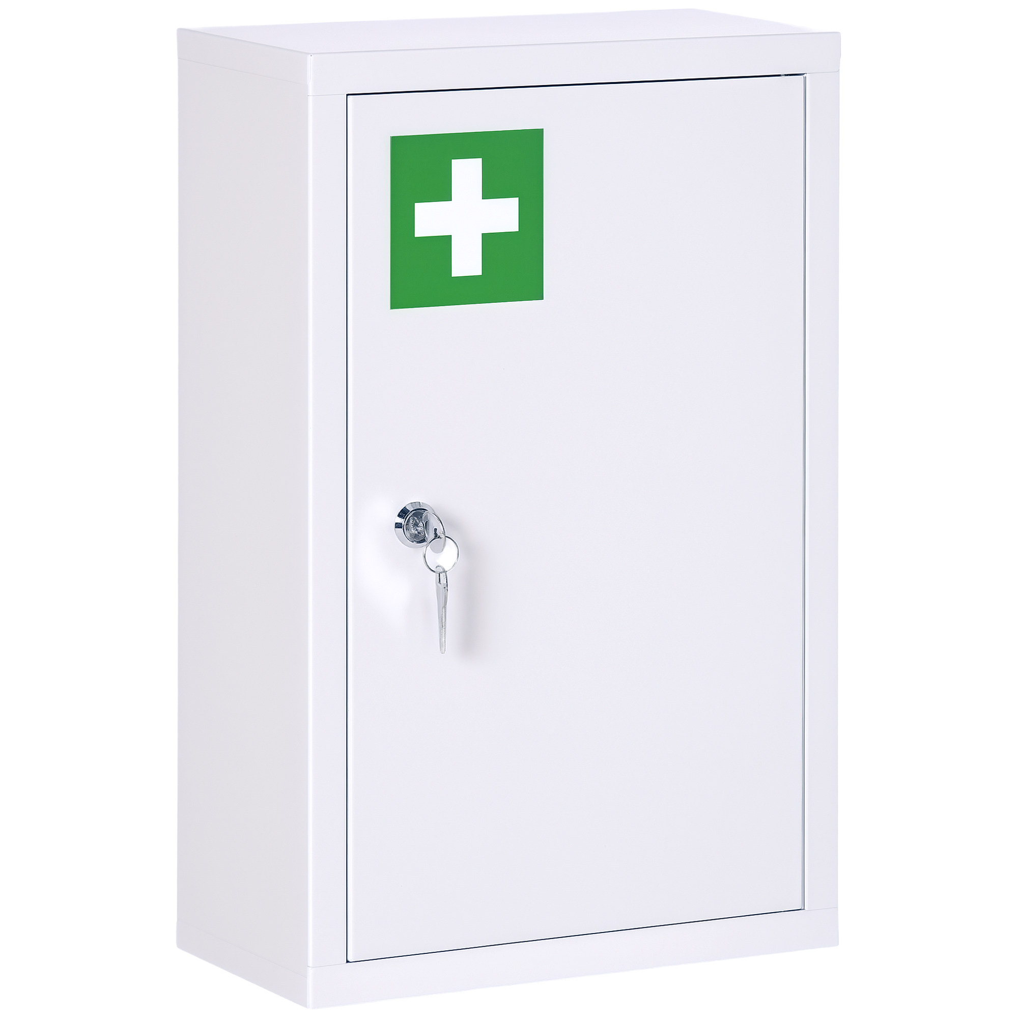 Medizinschrank, 3 Fächer, abschließbare Tür, stabiles Stahlgehäuse, weiß, 30 x 14 x 46 cm
