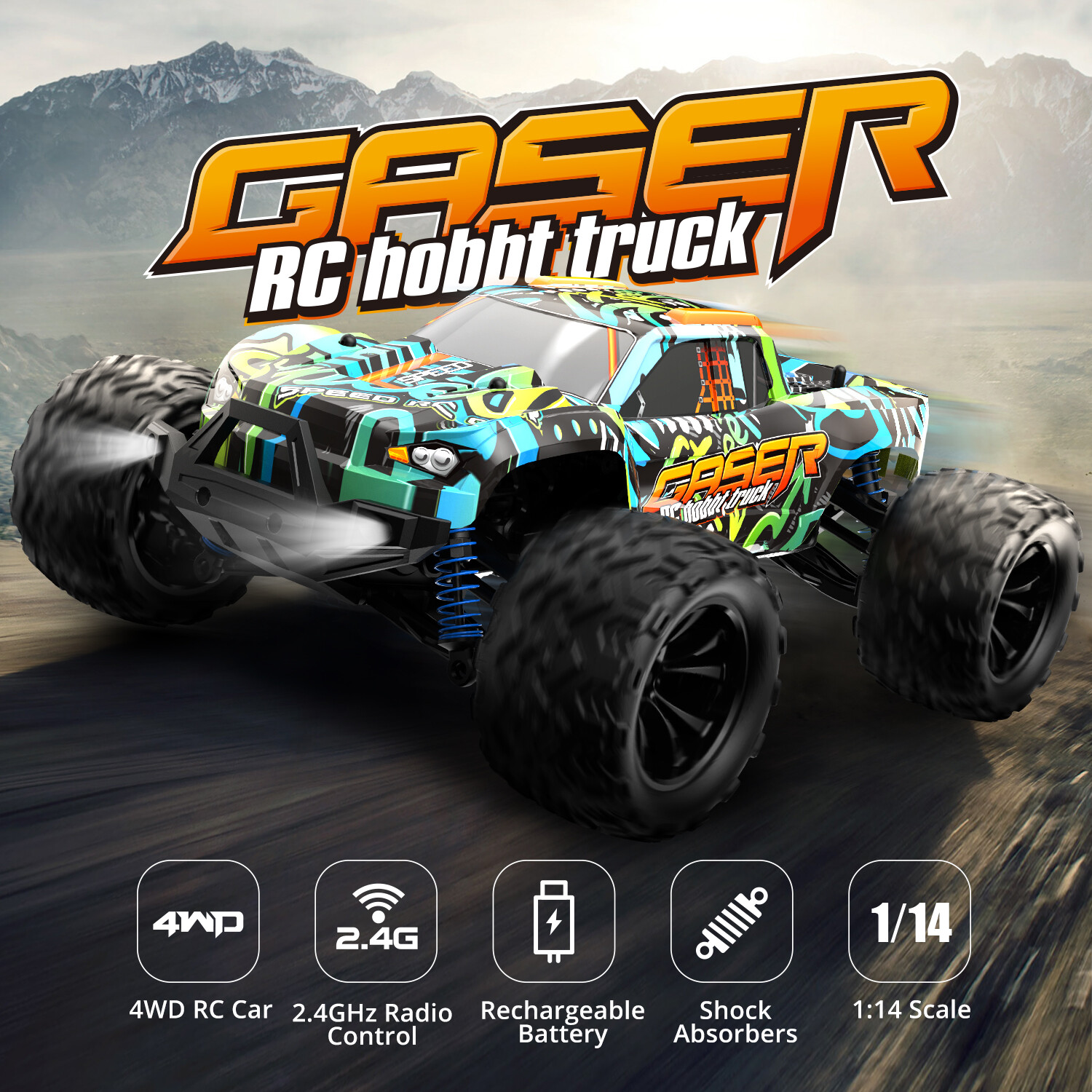 RC Monster Truck 1:14, 40 km/h, Allradantrieb - LiIon - "Gaser 900"