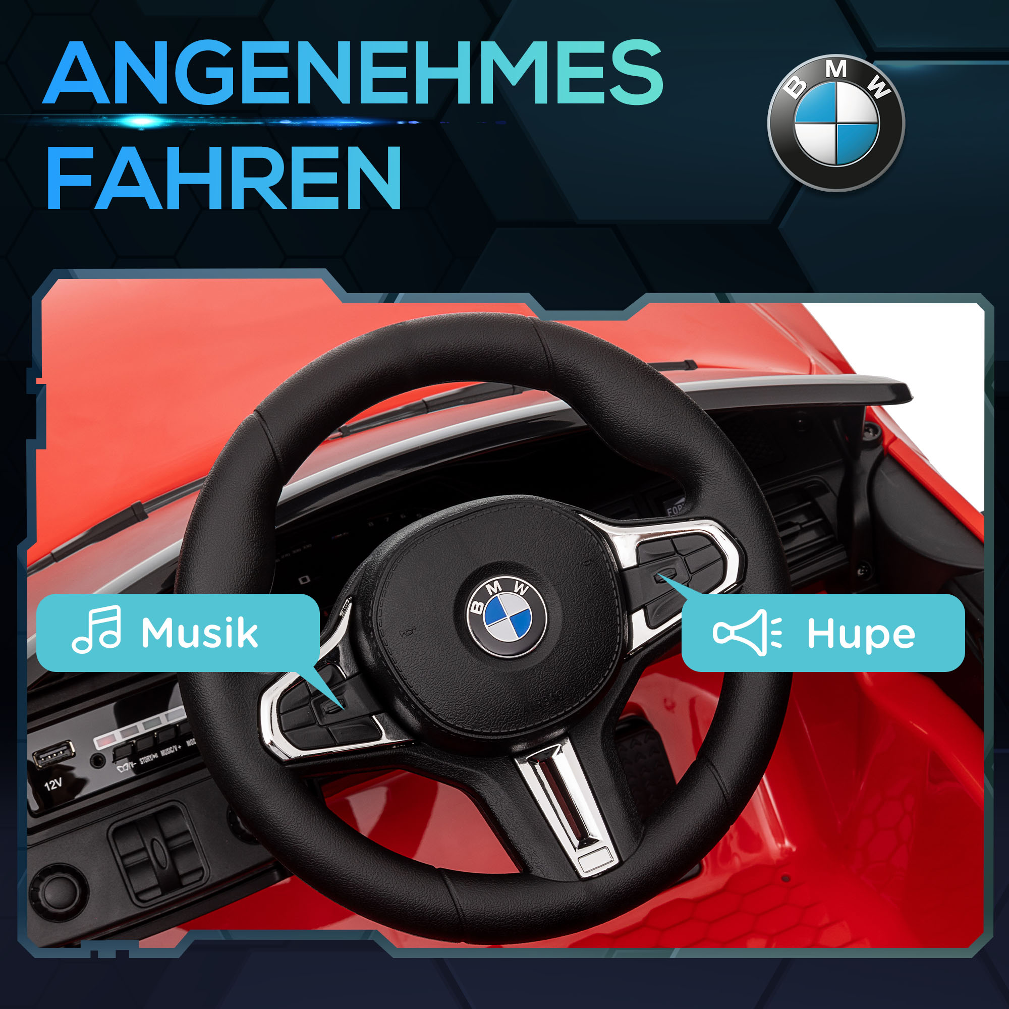 Elektro Kinderauto BMW M4, Sound & Licht, 3-5 km/h, inkl, Fernsteuerung, für 3-5 Jahre, Rot