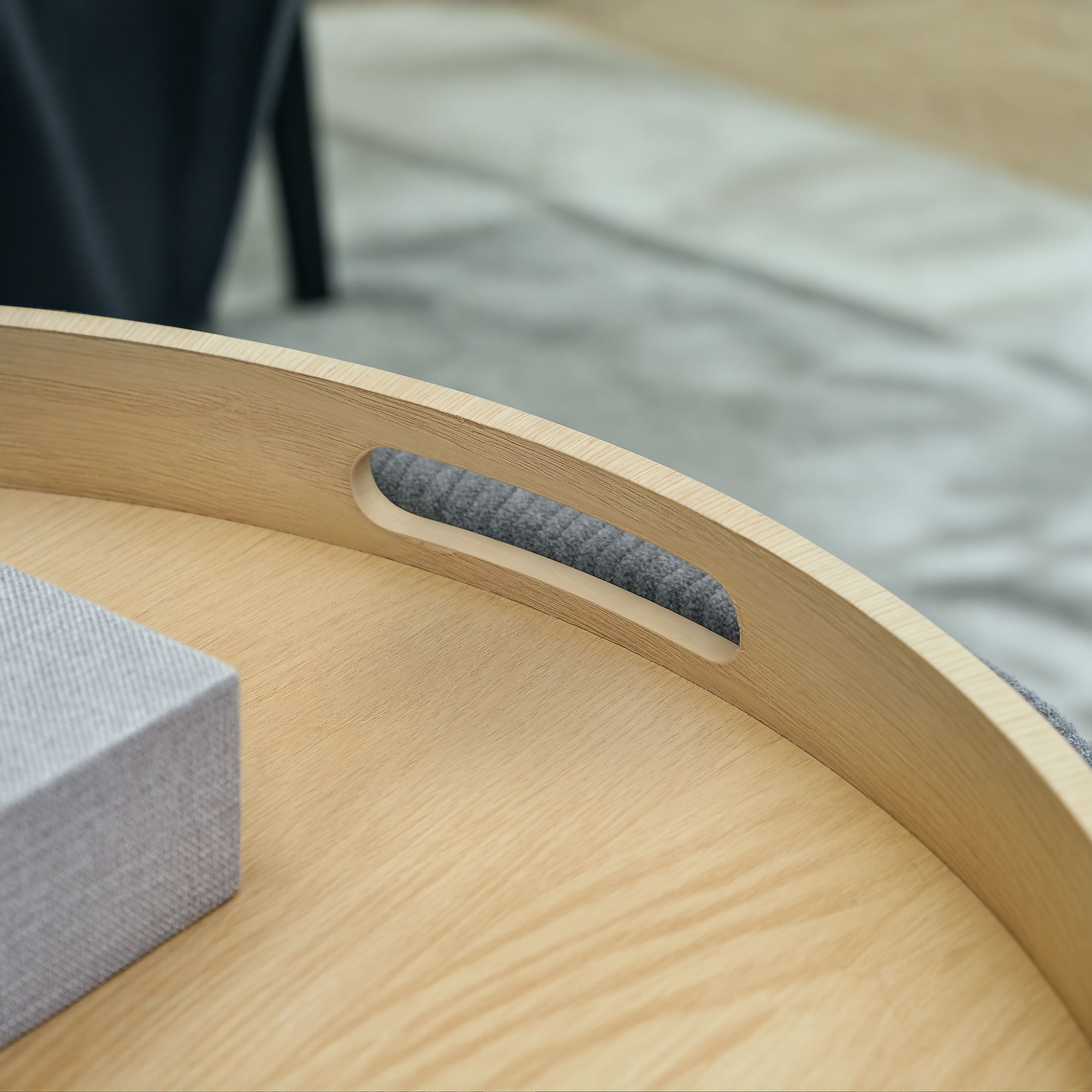 Aufbewahrungshocker mit Stauraum, rund, Fußstütze, Cordstoff, MDf, Grau