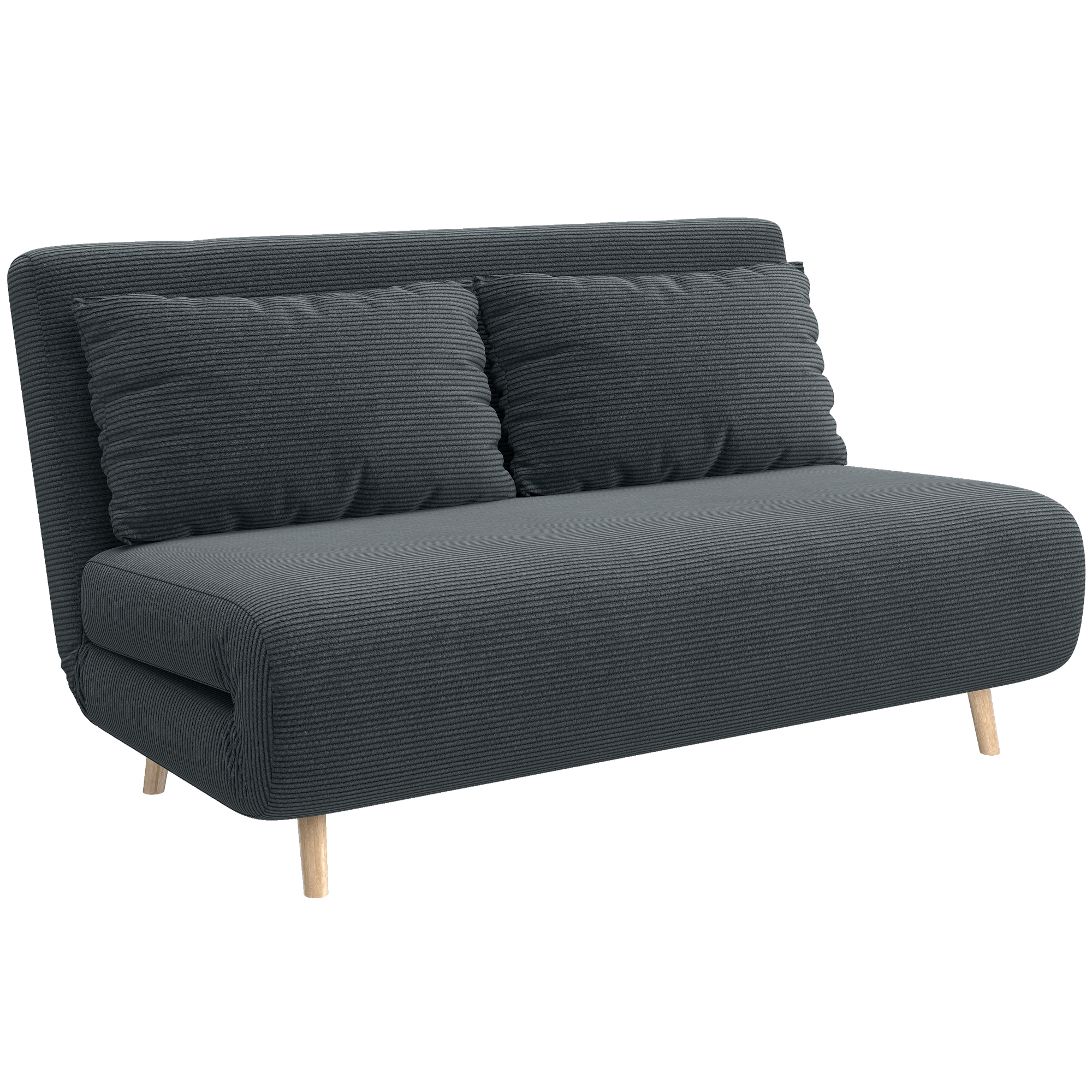 Schlafsofa, Gästebett, 3-fach verstellbare Rückenlehne, Kordoptik, bis 120 kg, 141 x 90 x 81 cm, Dunkelgrau