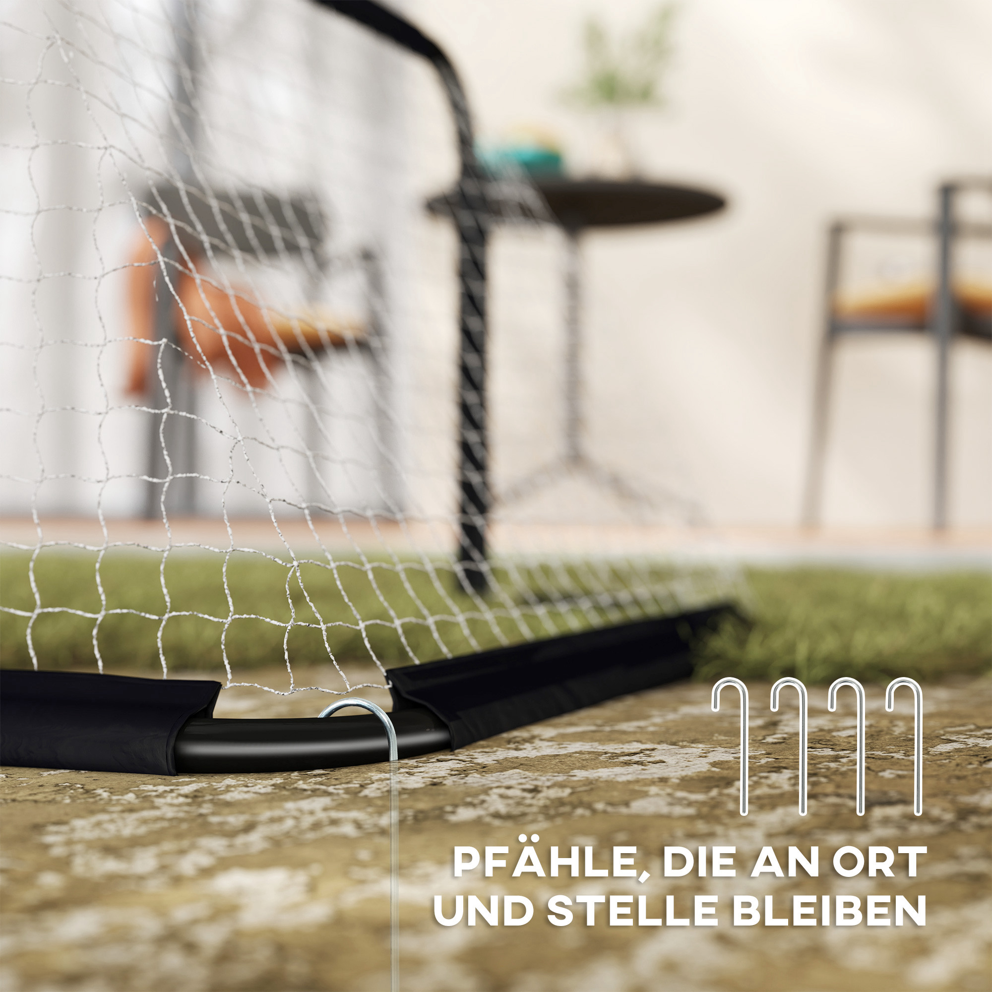 Fußballtor-Set, 2 klappbare Minitore, Metallrahmen, inkl. Werkzeug, 90 x 36 x 60 cm, Schwarz