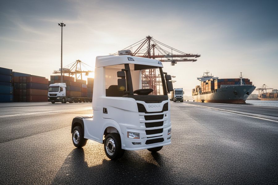 Kinderfahrzeug SCANIA R Series 4 Motoren - weiß