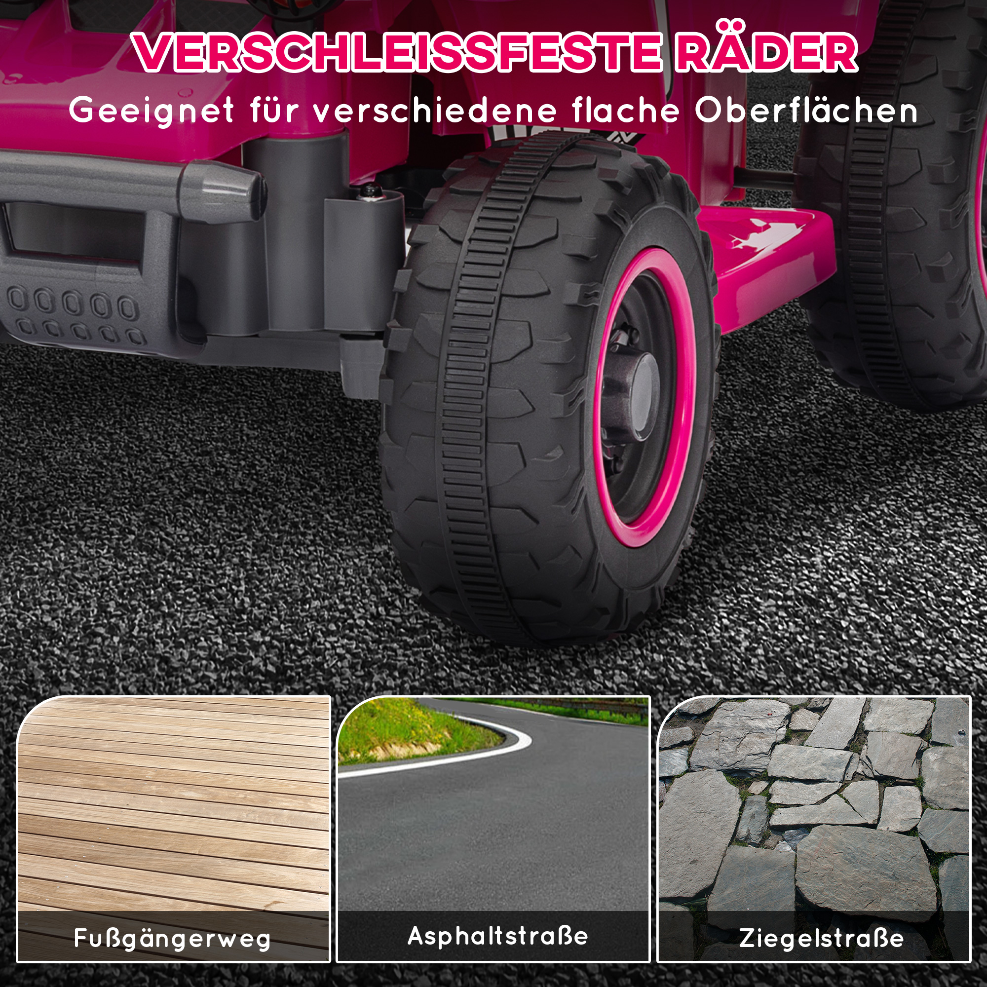 Quad Bike für Kinder, batteriebetrieben, fährt vorwärts und rückwärts, LED-Lichter, 18-36 Monate, Rosa