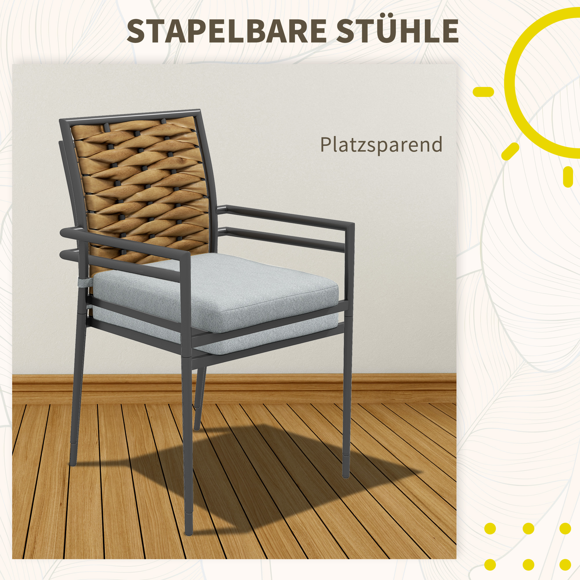 Gartenstühle Outdoor-Stühle Terrassenstühle, wetterbeständig, modernes Design, 57 x 58 x 87cm, Grau