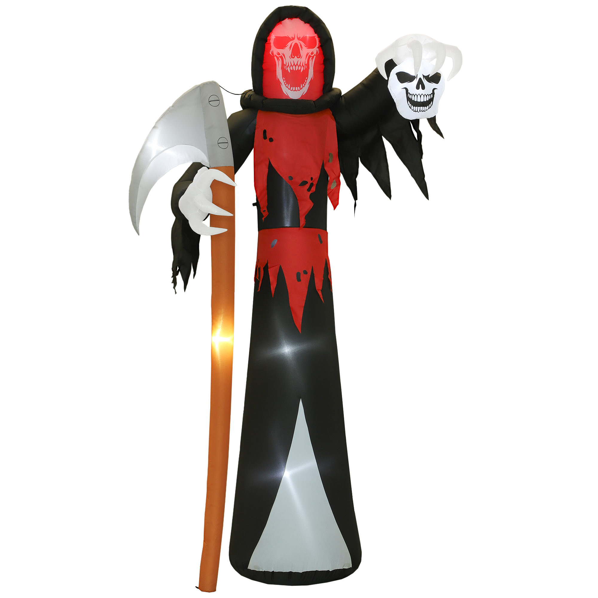 Halloween-Dekoration 3,7 m riesiger Sensenmann mit LED-Beleuchtung Leuchtende Luftfigur für Outdoor