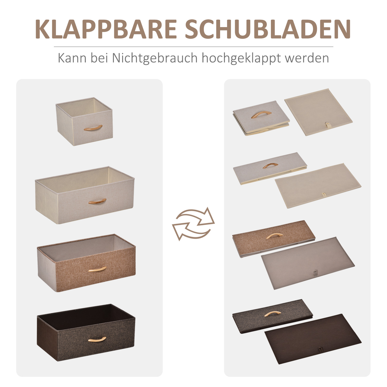Kommode mit 5 faltbaren Stoffschubladen, Ablage, stabiler Stahlrahmen, 58 x 29 x 99 cm