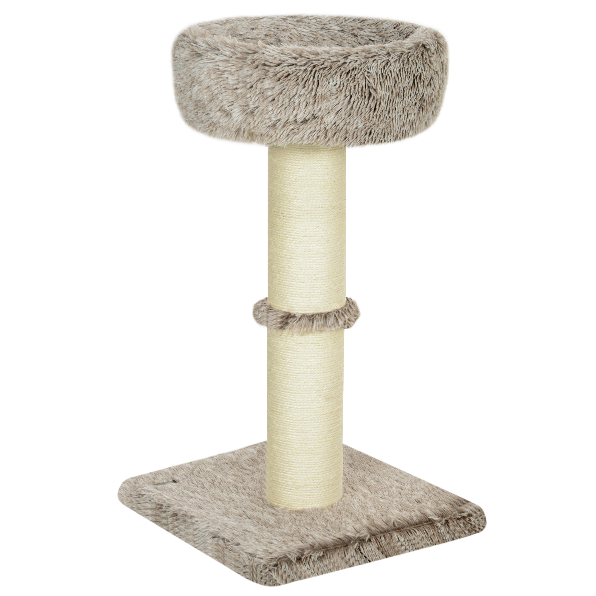 Katzenbaum, 87 cm, Katzenturm mit dickem Kratzpfosten, Plüschbett, für den Innenbereich, trägt bis zu 6 kg, Braun