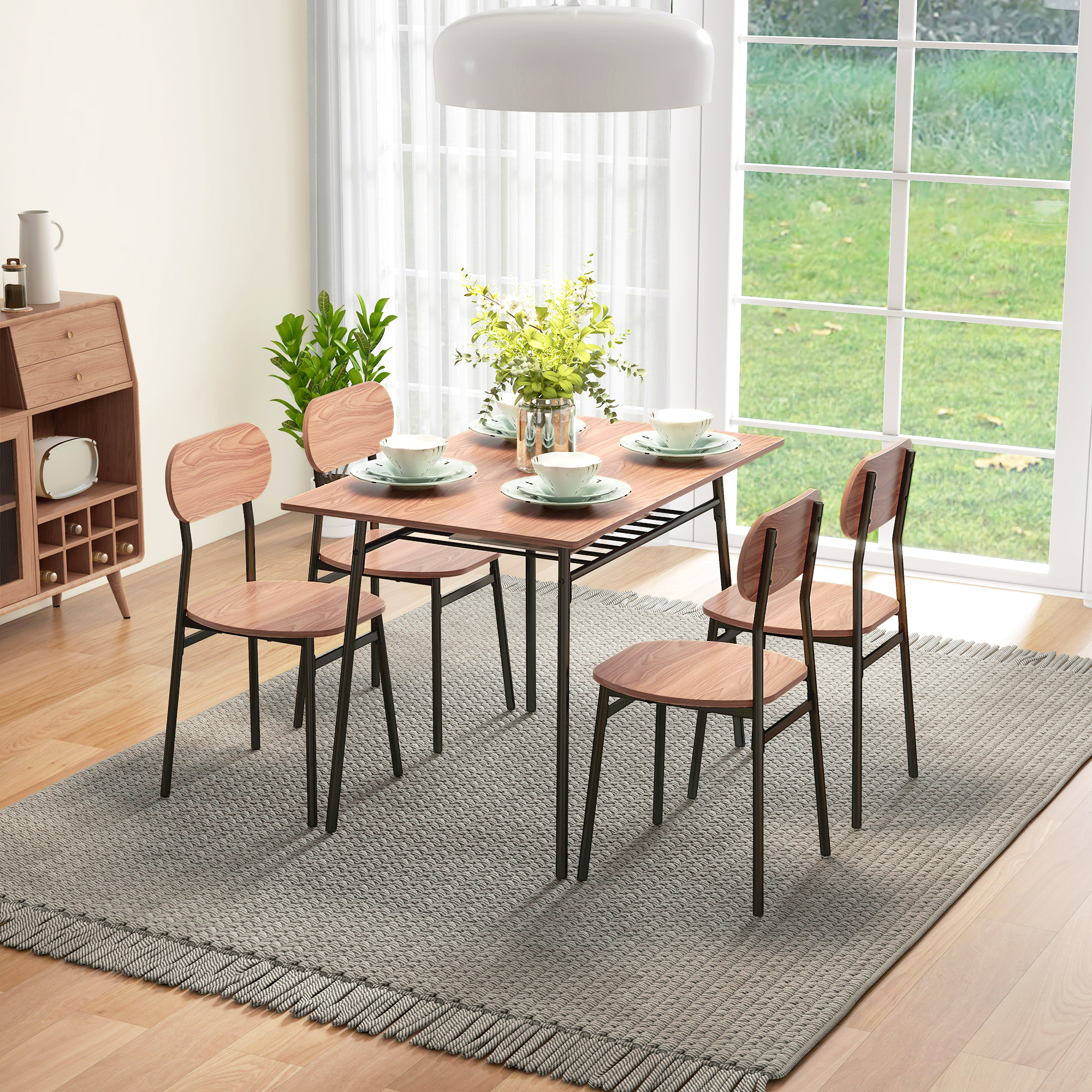 Essgruppe Tisch mit Stühlen Esszimmertisch, Industriedesign, 110 cm x 70 cm x 75 cm, Braun