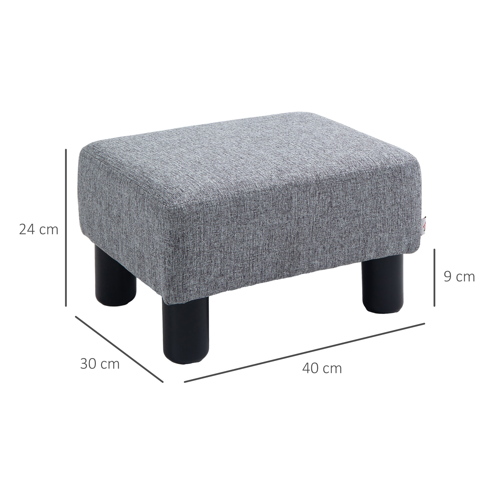 Hocker mit Stoffbezug in Leinenoptik, bis 110 kg, hellgrau, 40 x 30 x 24cm