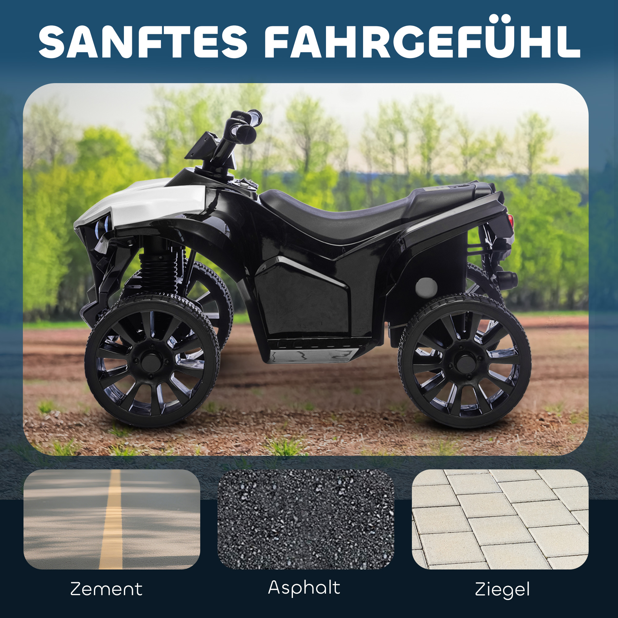 Kinder Quad Elektro 6V Kinderquad mit Vorwärts-, Rückwärtsfunktion, Musik, LED-Scheinwerfer Weiß