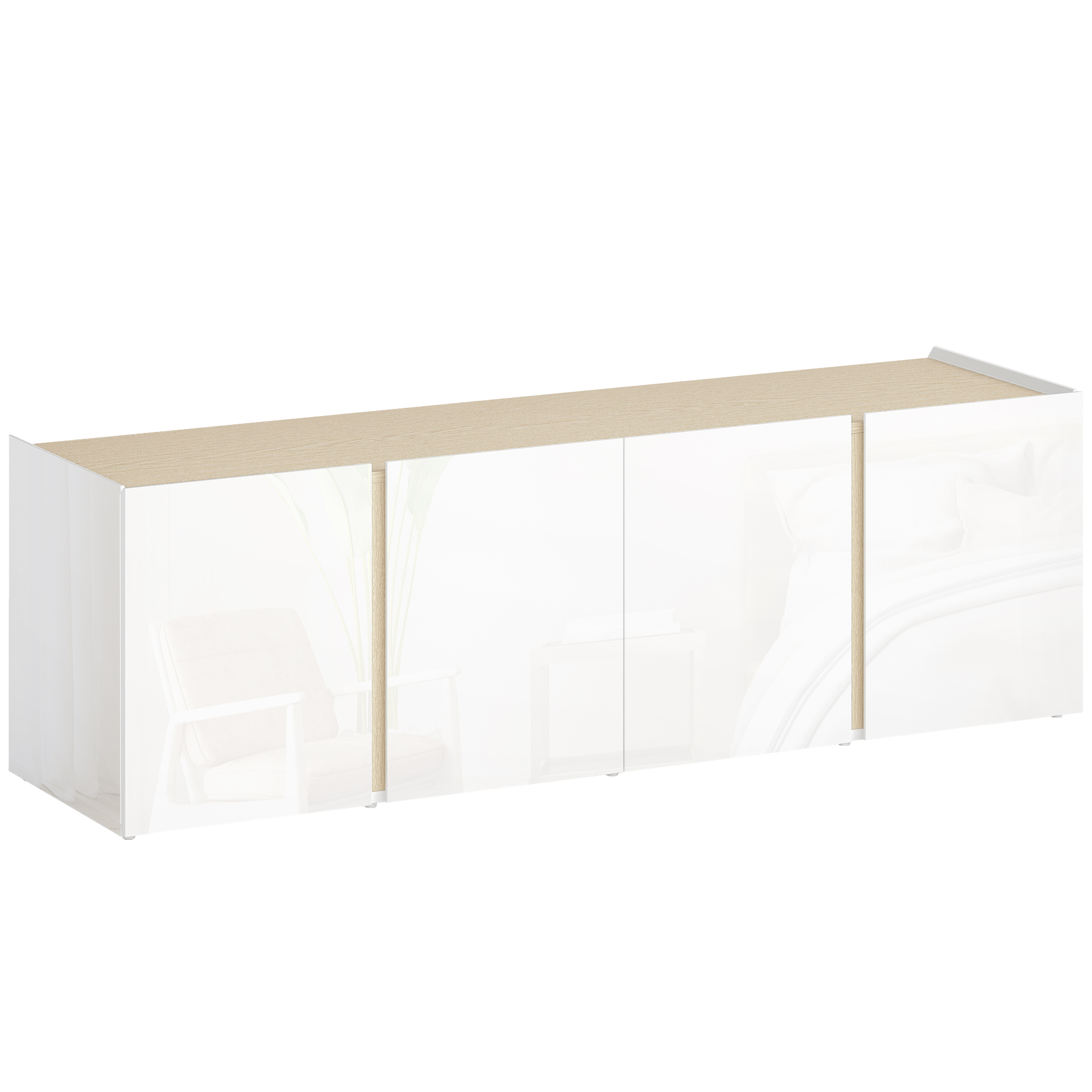 TV-Kommode für 65-Zoll-Fernseher, Fernseh-Schrank mit Soft-Close-Türen, anpassbare Regale, Kabellöcher, für Wohnzimmer, Weiß TV-Kommode für 65-Zoll-Fernseher, Fernseh-Schrank mit Soft-Close-Türen, anpassbare Regale, Kabellöcher, für Wohnzimmer, Weiß