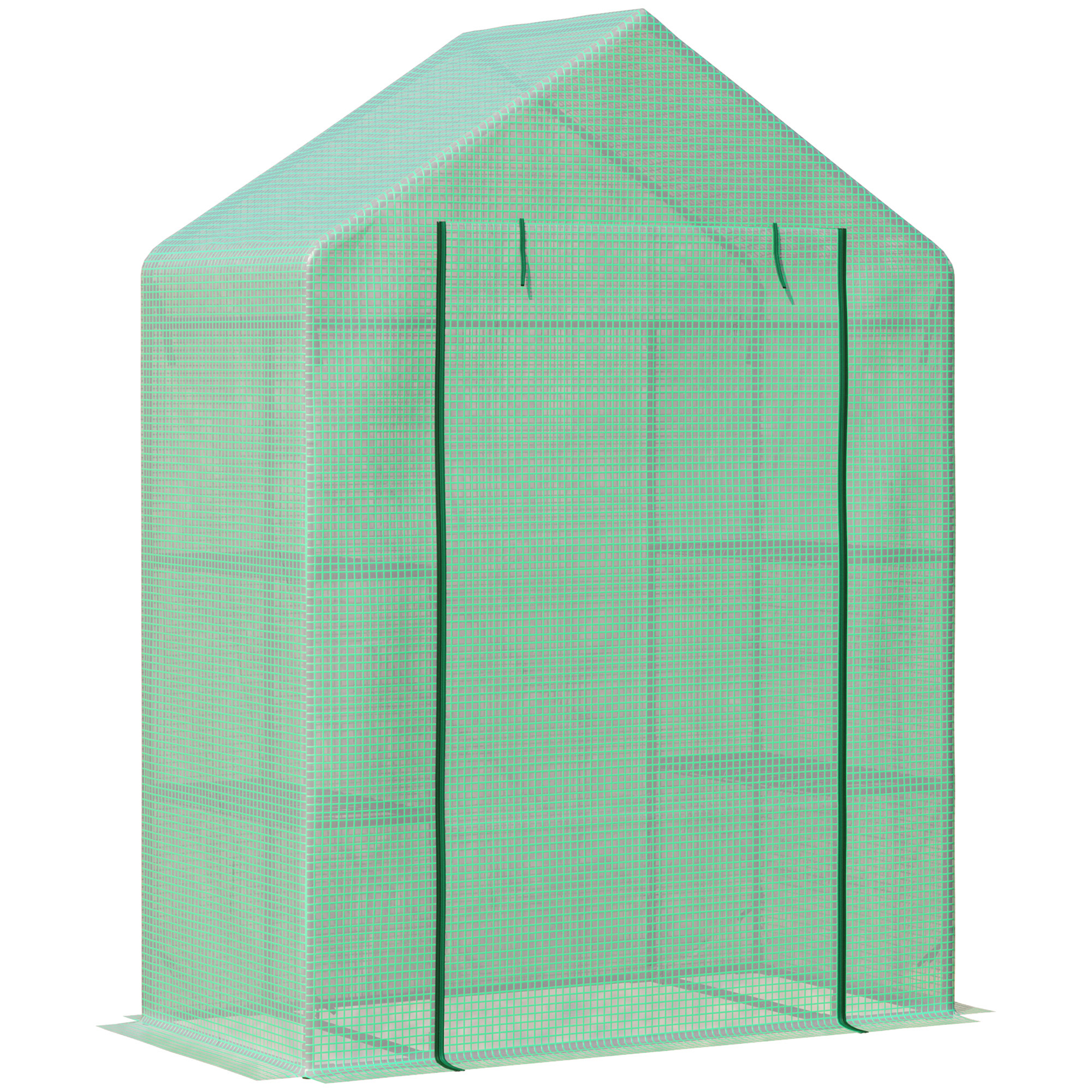 Foliengewächshaus Gewächshaus mit 6 Regalebenen begehbares Gartenhäuschen Treibhaus Tomatenhaus Pflanzenhaus mit aufrollbarem Eingang Frühbeet Grün 141 x 72 x 191 cm