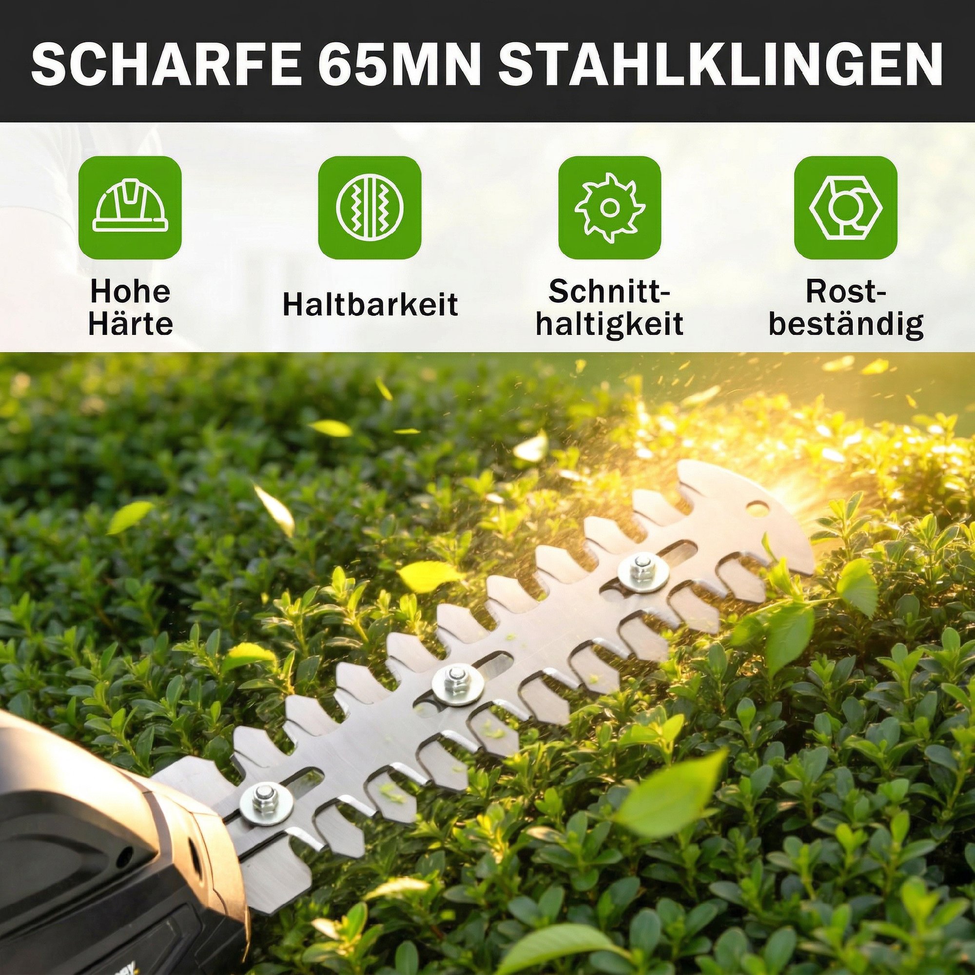 2-in-1 Elektrischer Hecken & Strauchschere mit 2 x 7,2V Wiederaufladbaren 2,0 Ah Akku, 2 Austauschbaren Klingen Schwarz