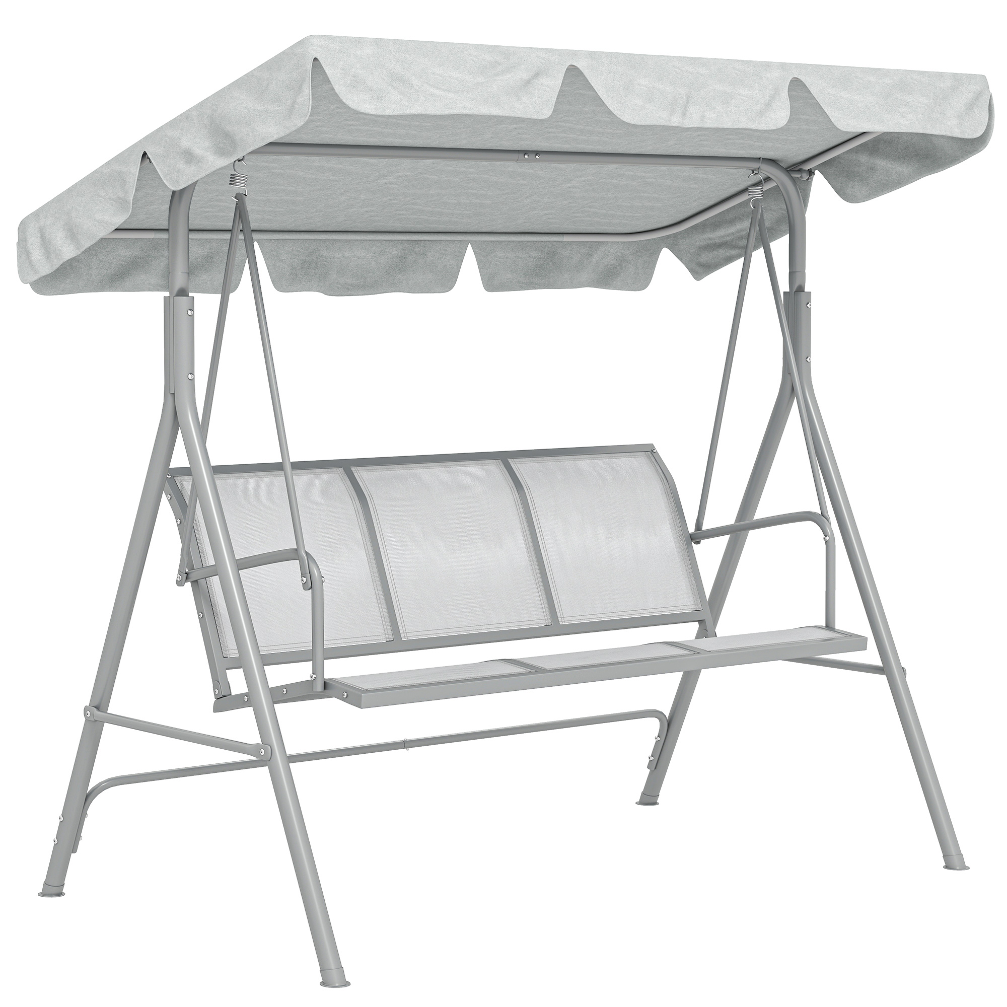 Hollywoodschaukel mit verstellbarem Sonnendach, 3-Sitzer Gartenschaukel mit Anti-Rutsch-Füßen, Schaukelbank belastbar bis 240 kg, Gartenliege für Garten, Terasse, 171x108x154cm, Grau